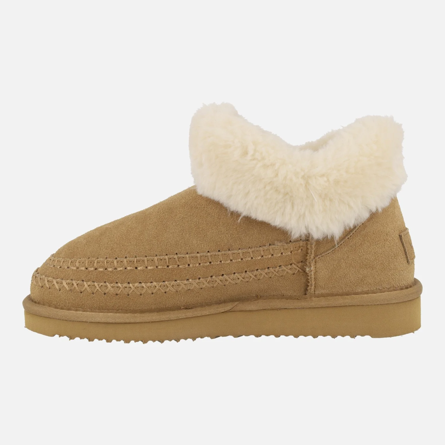 Botas bajas estilo australianas en serraje camel con cuello de pelo - Image 3