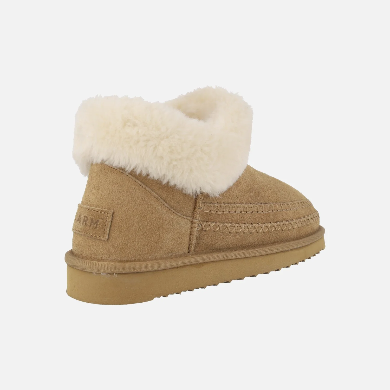 Botas bajas estilo australianas en serraje camel con cuello de pelo - Image 4