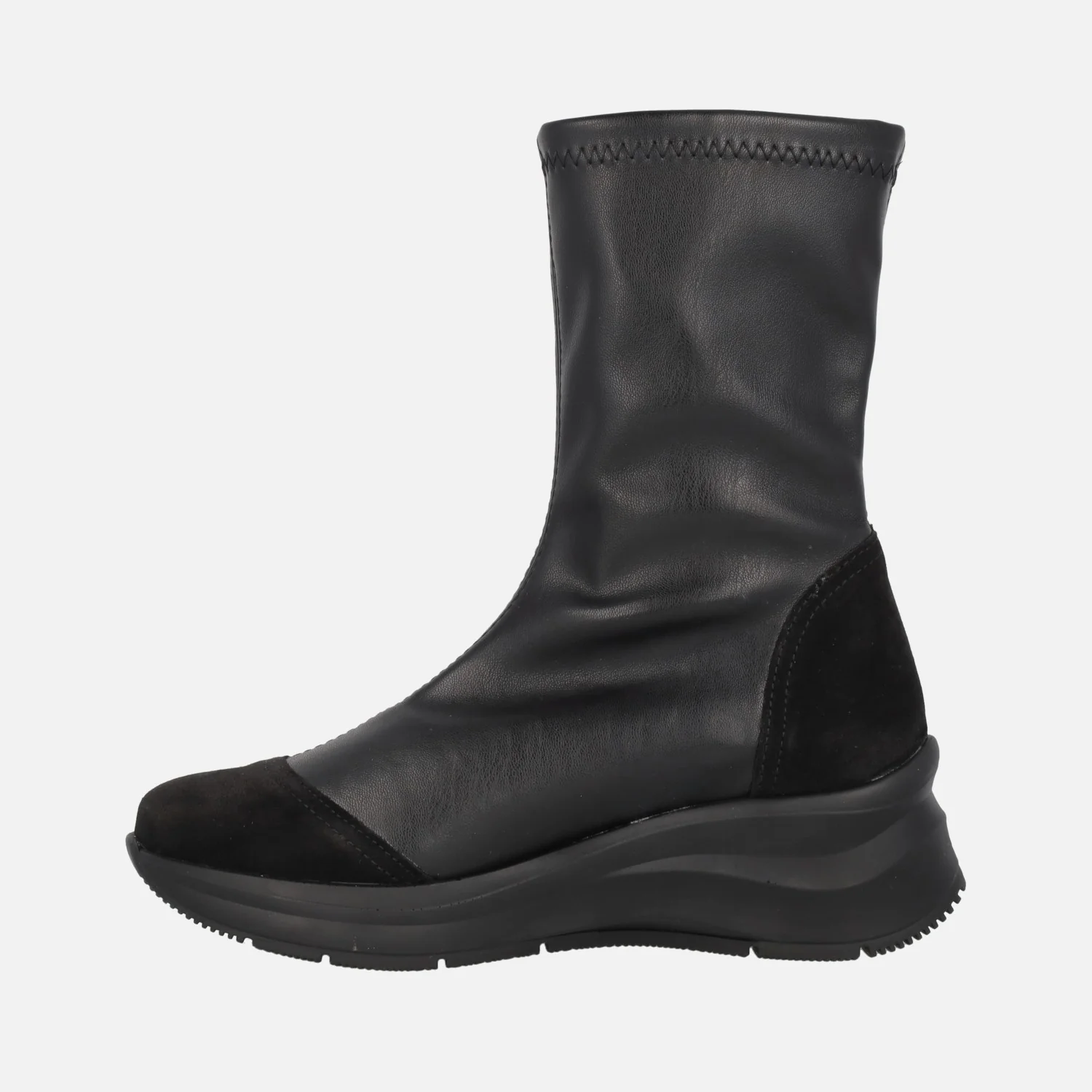 Botas bajas estilo calcetín en tejido elástico negro - Image 4