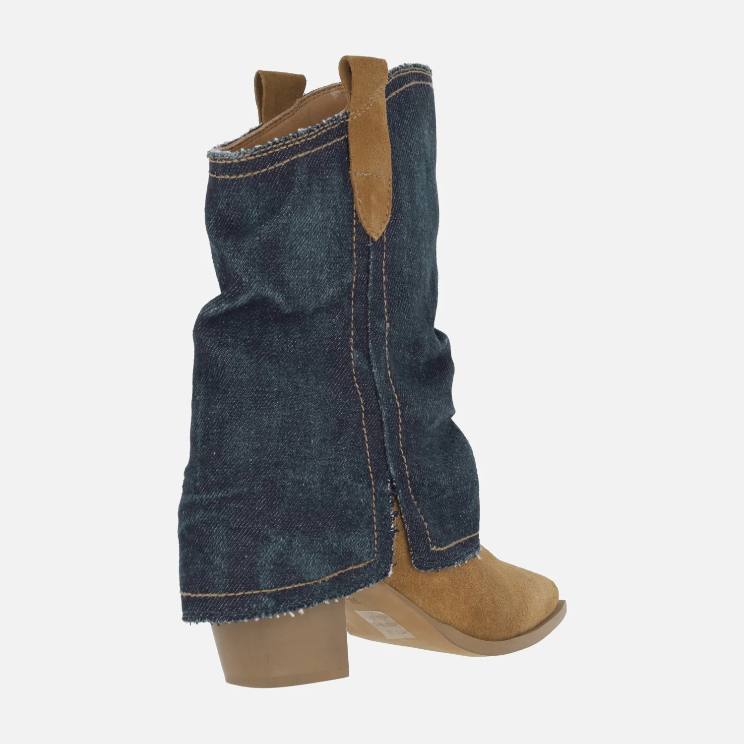 Botas bajas estilo cowboy Lyanna en serraje cuero y denim - Image 4