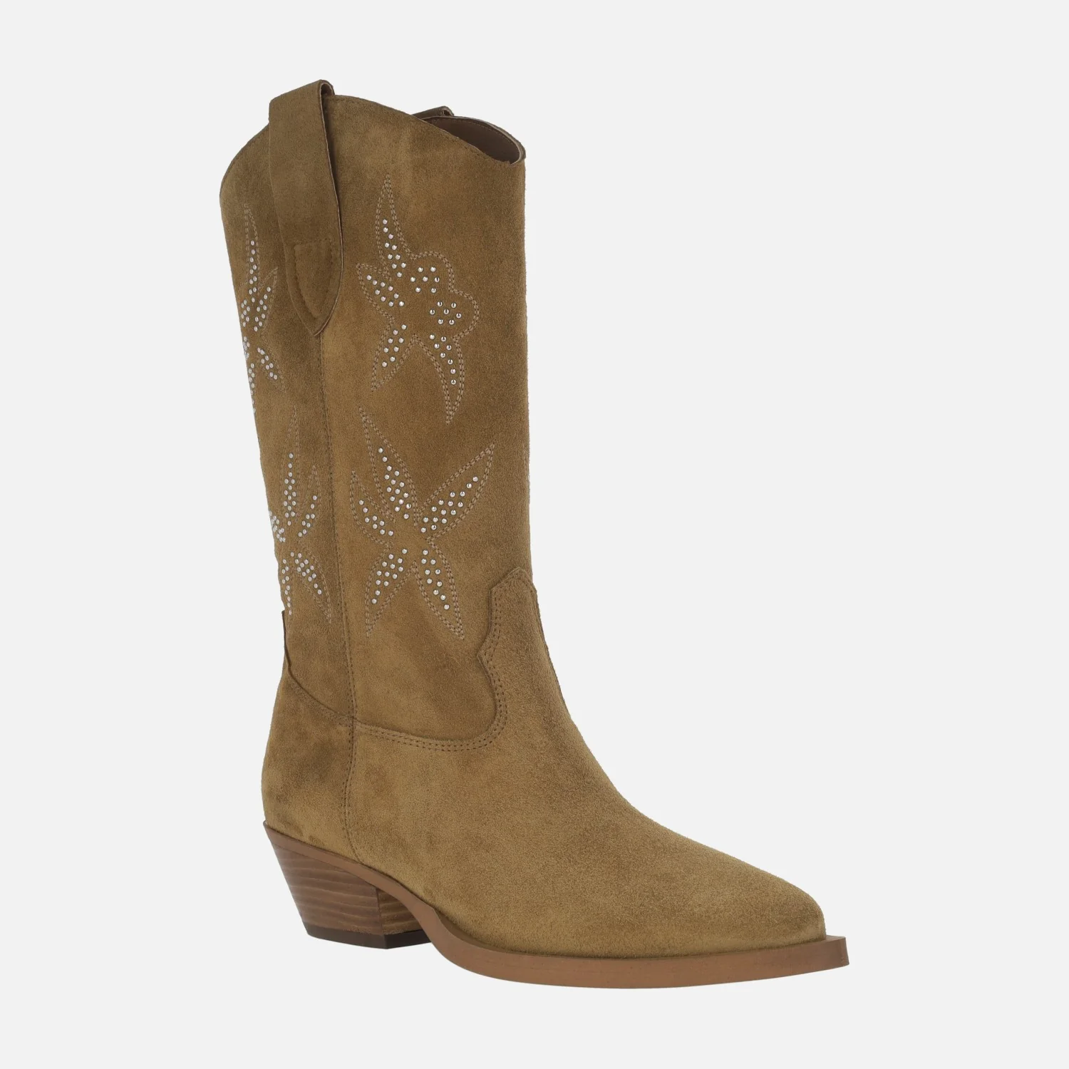 Botas cowboy Alpe Western en serraje con bordados y tachas - Image 2