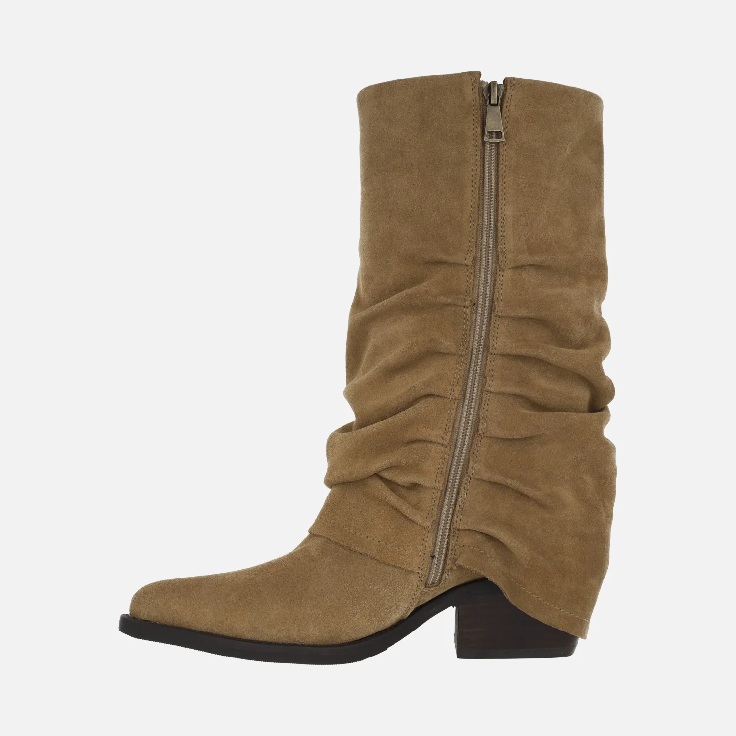 Botas cowboy de piel serraje con faldón - Image 3