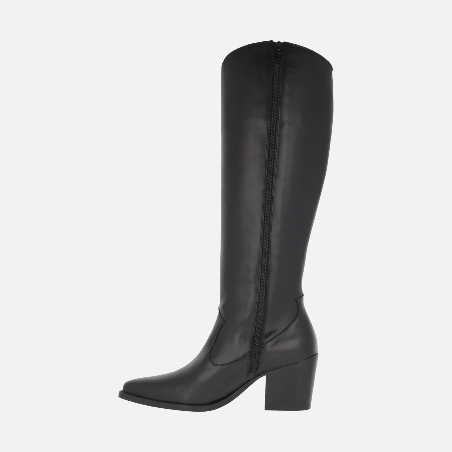 Botas cowboy en piel negra con caña alta - Image 3