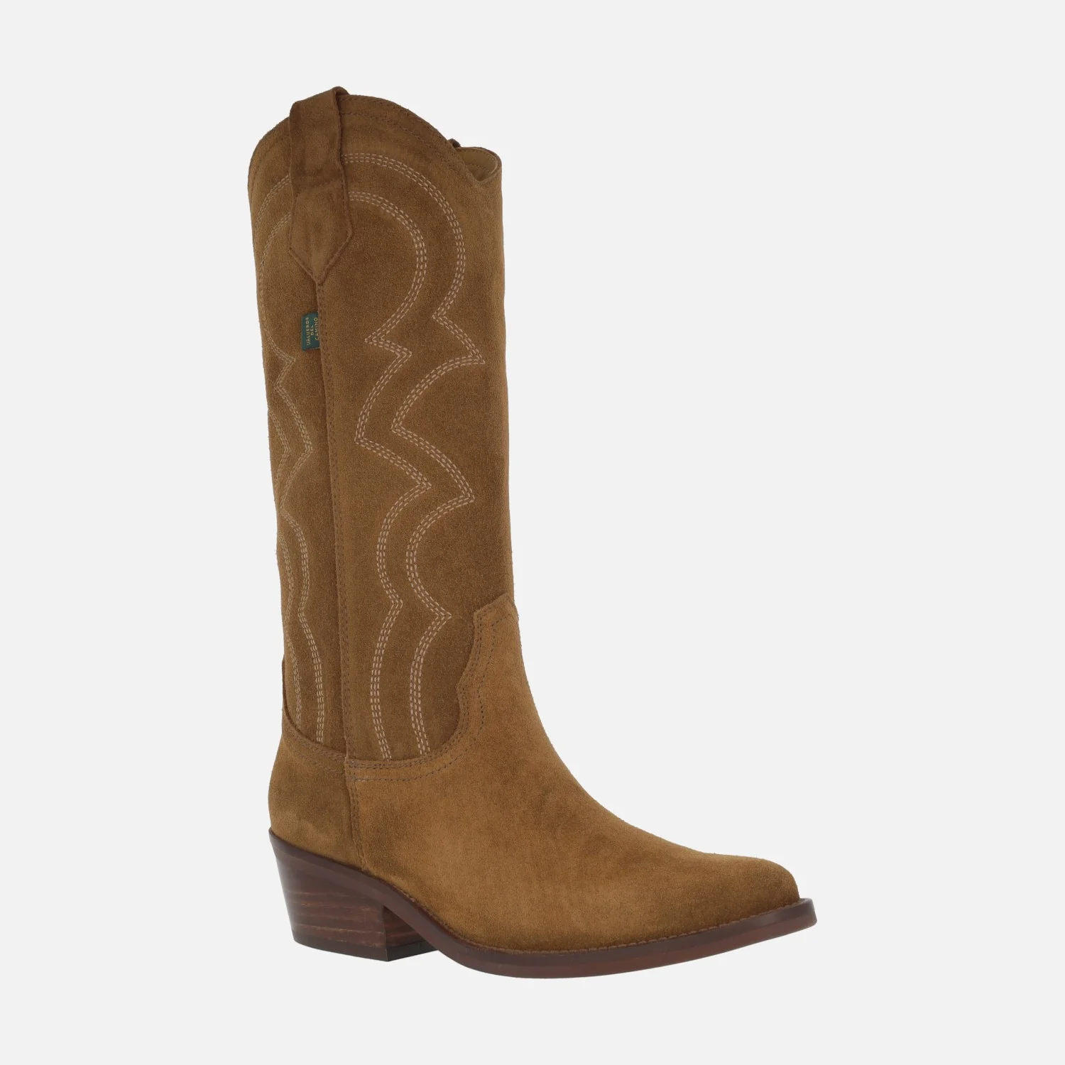 Botas cowboy en serraje oil capuccino con bordados DKT87 - Image 2