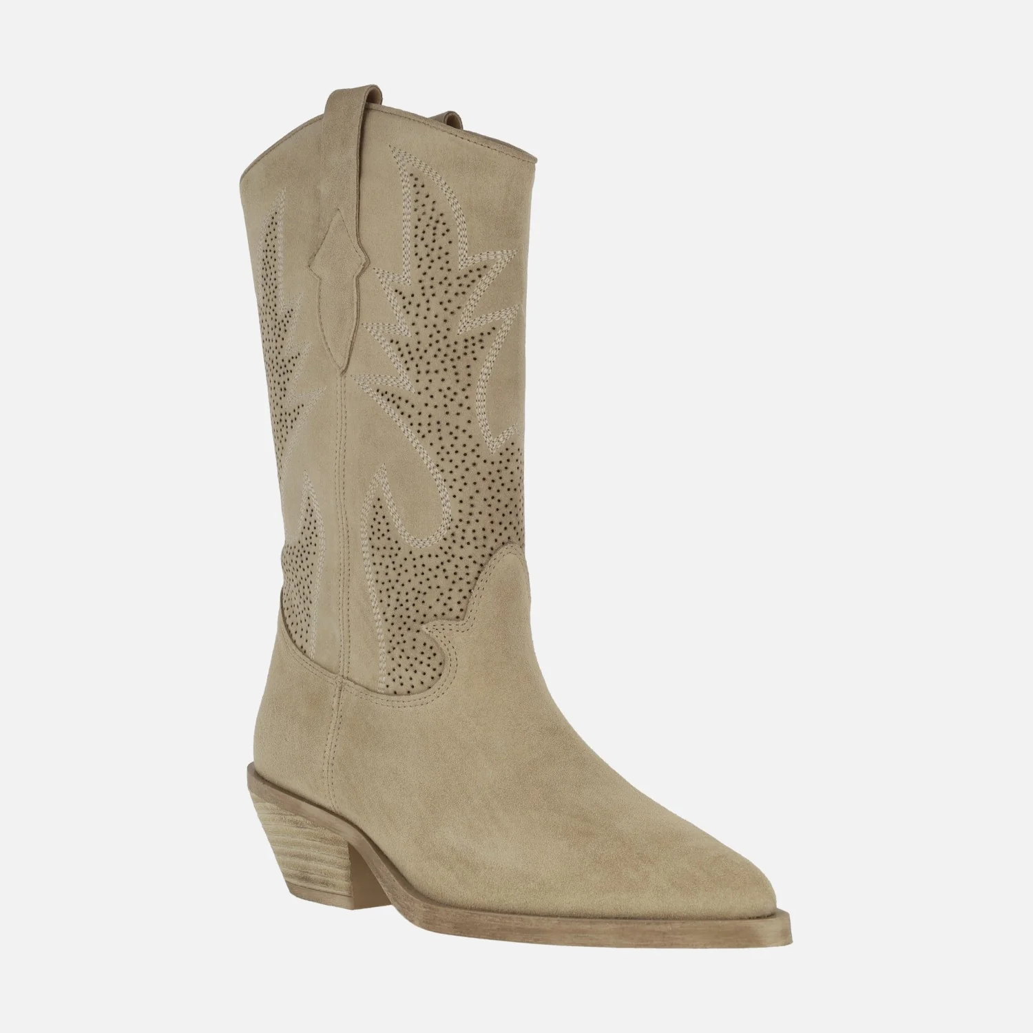 Botas cowboy Holly en serraje arena con bordados - Image 2