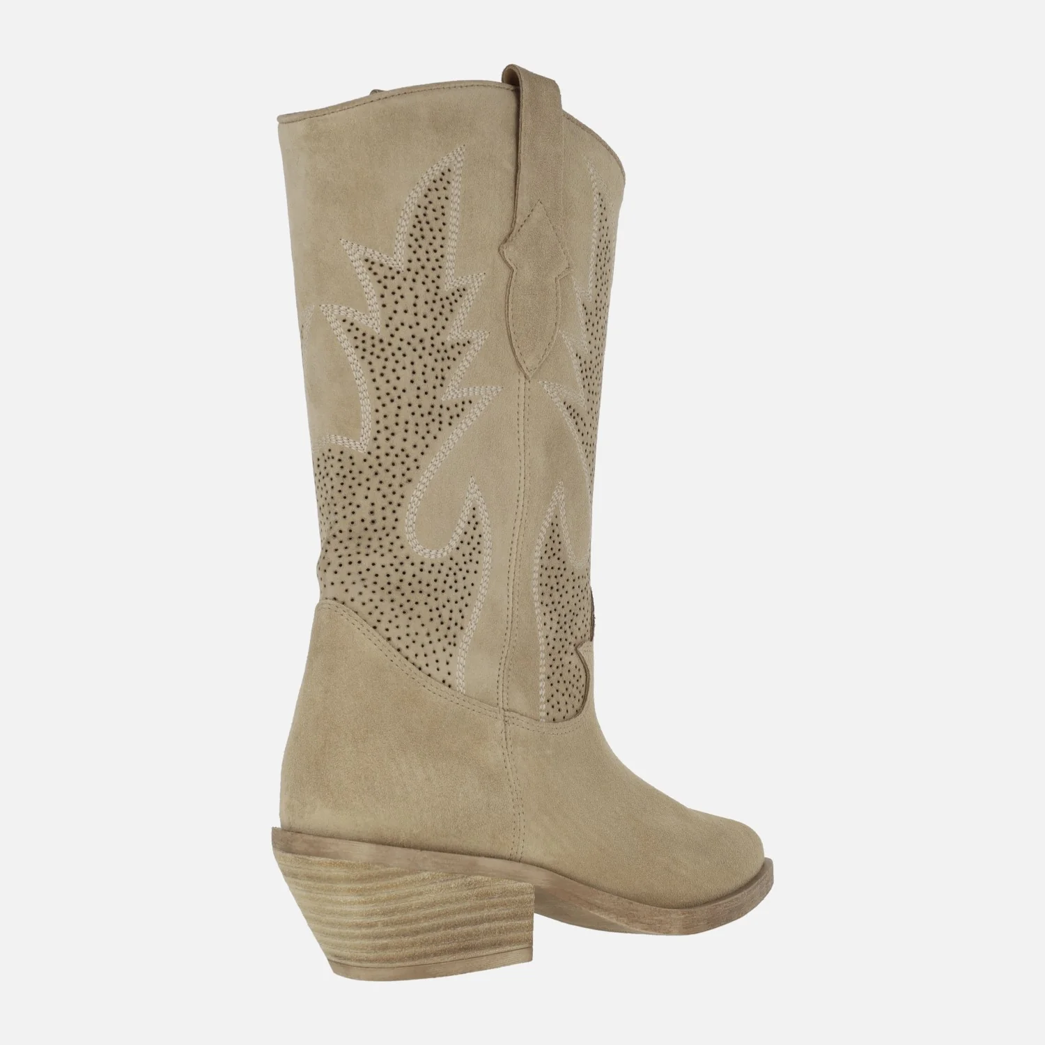 Botas cowboy Holly en serraje arena con bordados - Image 3