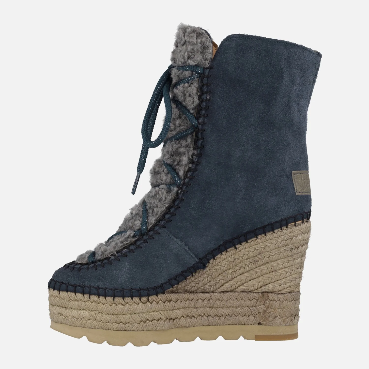 Botas de ante estilo esquimal con pala de borreguillo y cuña alta de yute - Image 3