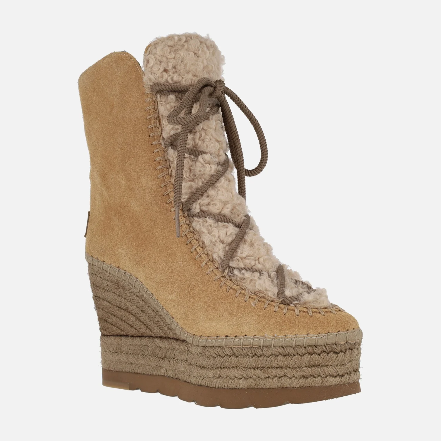 Botas de ante estilo esquimal con pala de borreguillo y cuña alta de yute - Image 6