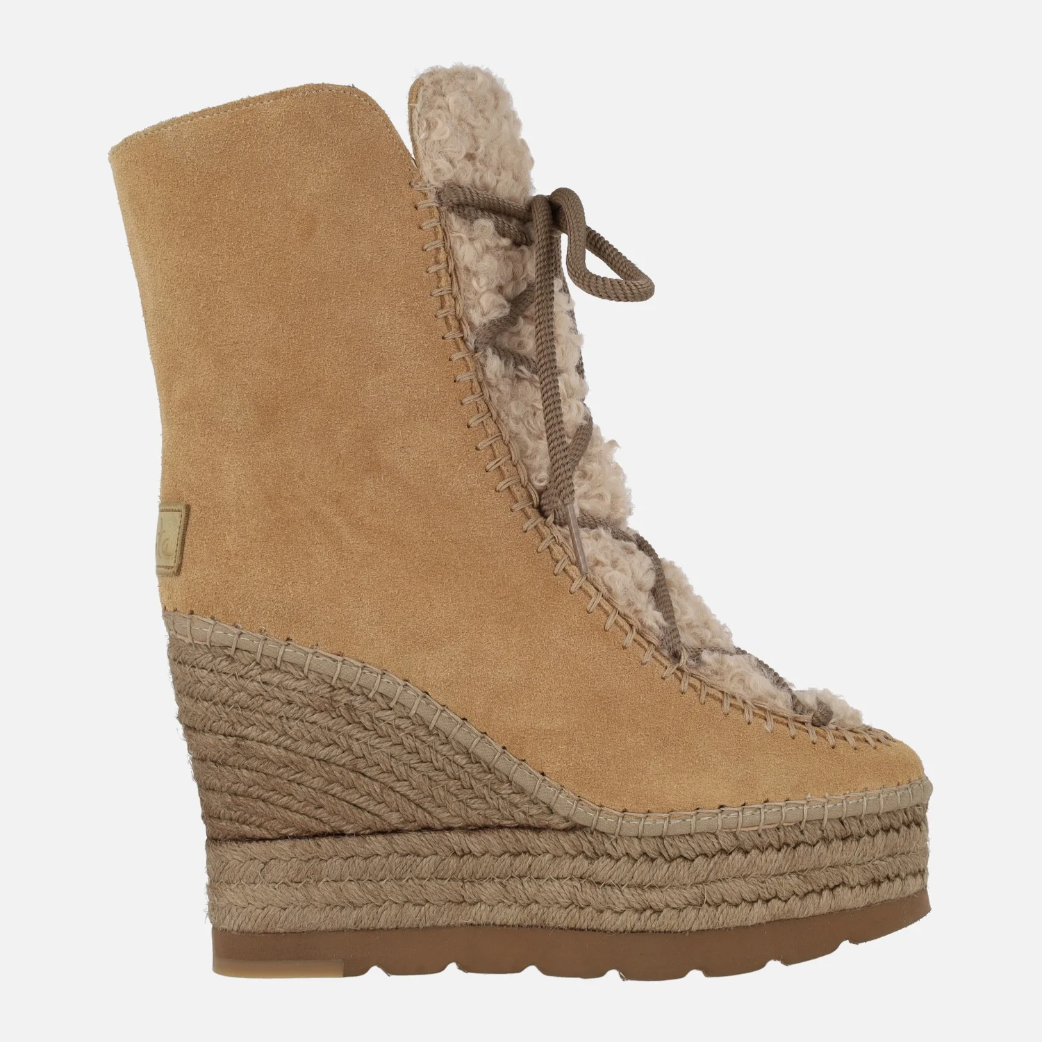 Botas de ante estilo esquimal con pala de borreguillo y cuña alta de yute - Image 7