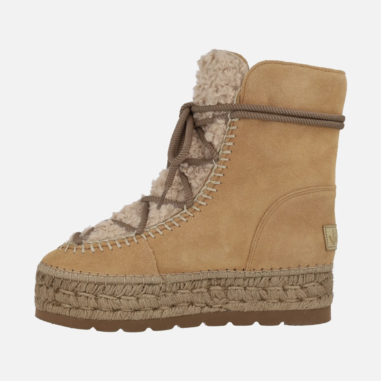 Botas de ante estilo esquimal con pala de borreguillo y plataforma de yute - Image 3