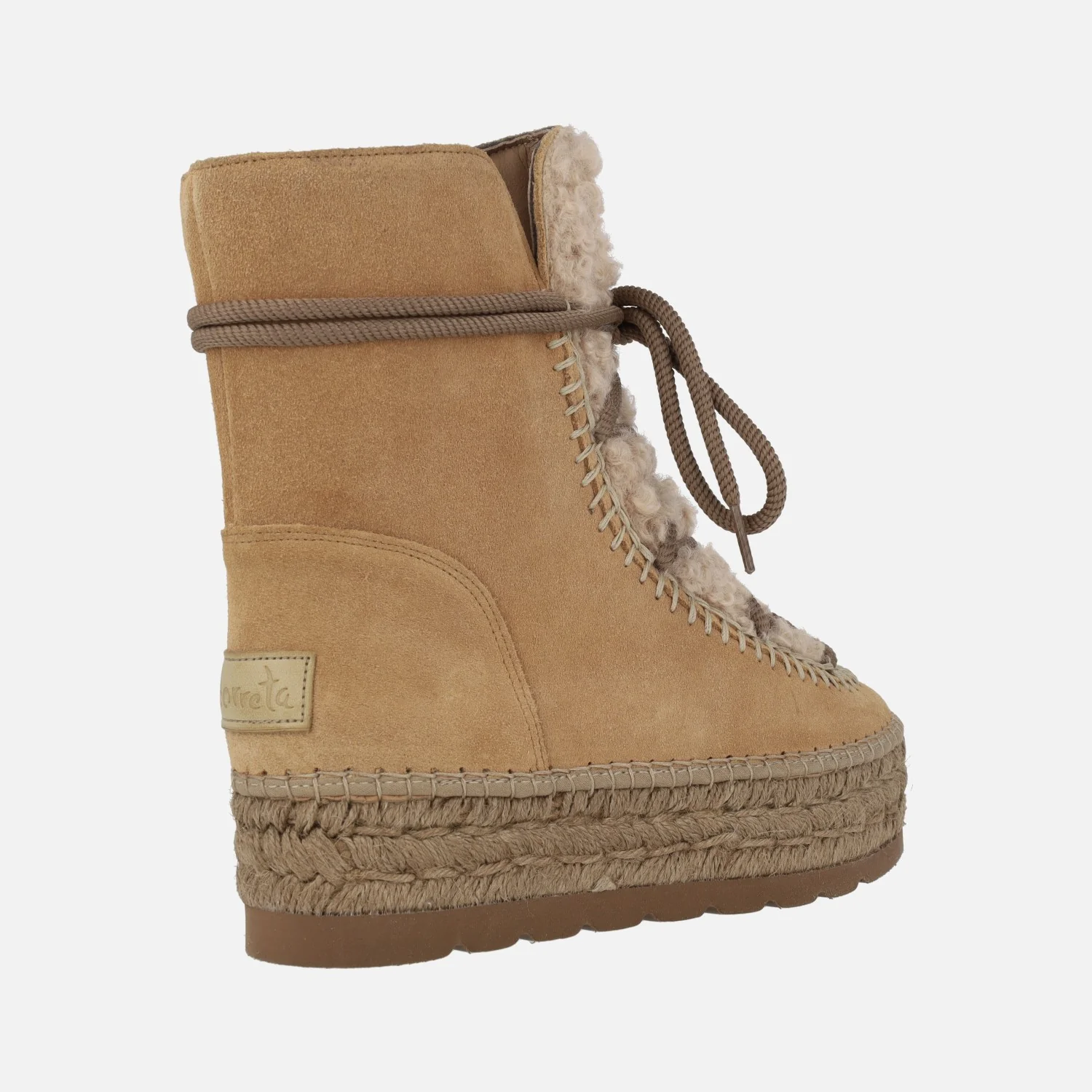 Botas de ante estilo esquimal con pala de borreguillo y plataforma de yute - Image 4