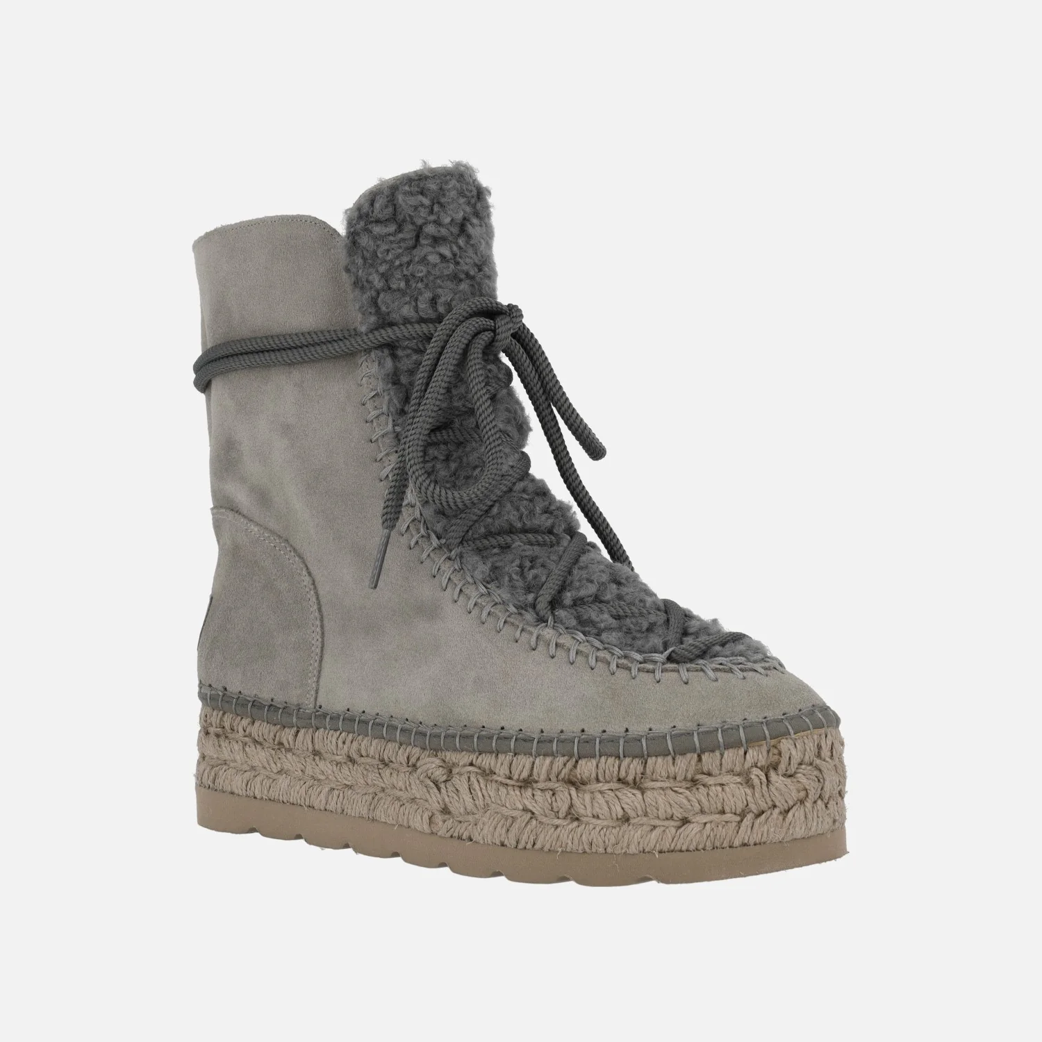 Botas de ante estilo esquimal con pala de borreguillo y plataforma de yute - Image 7