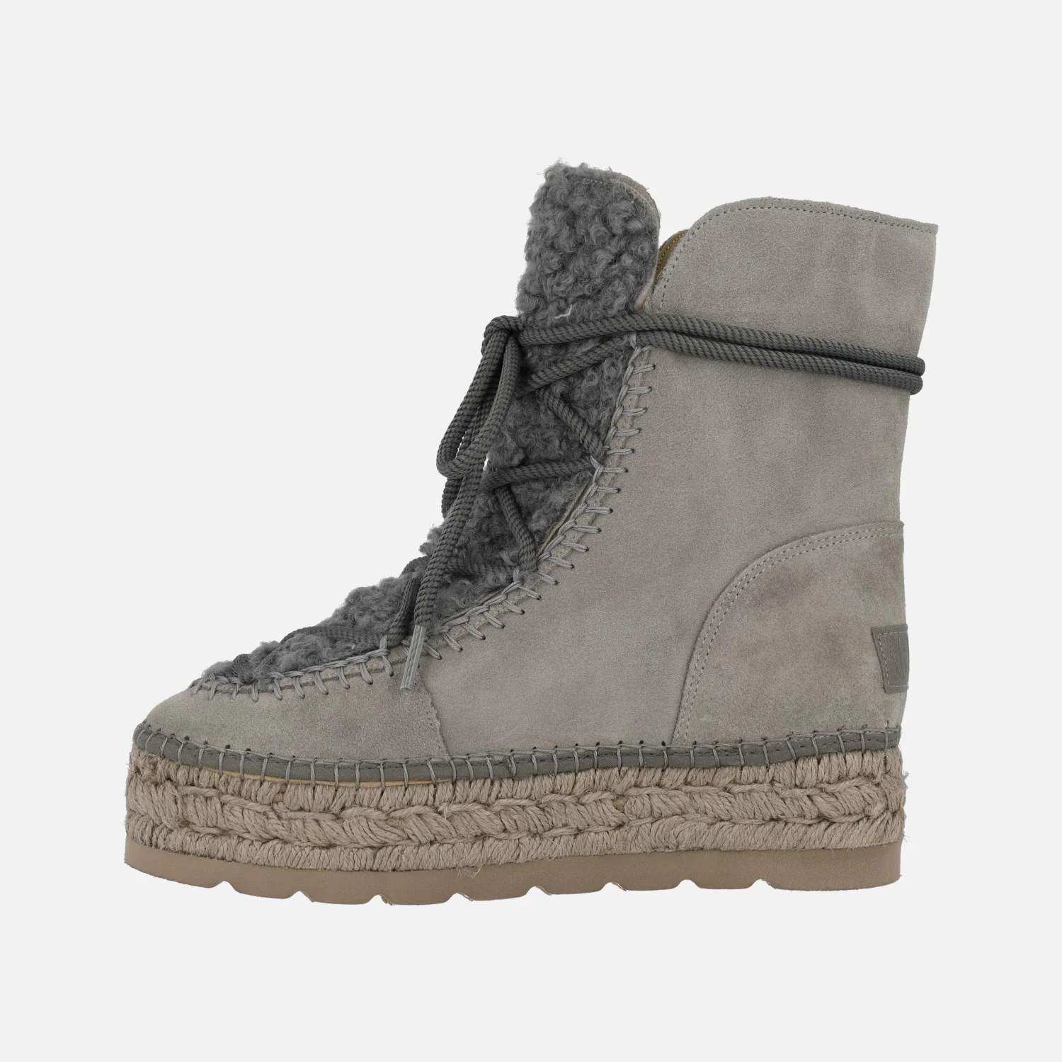 Botas de ante estilo esquimal con pala de borreguillo y plataforma de yute - Image 9