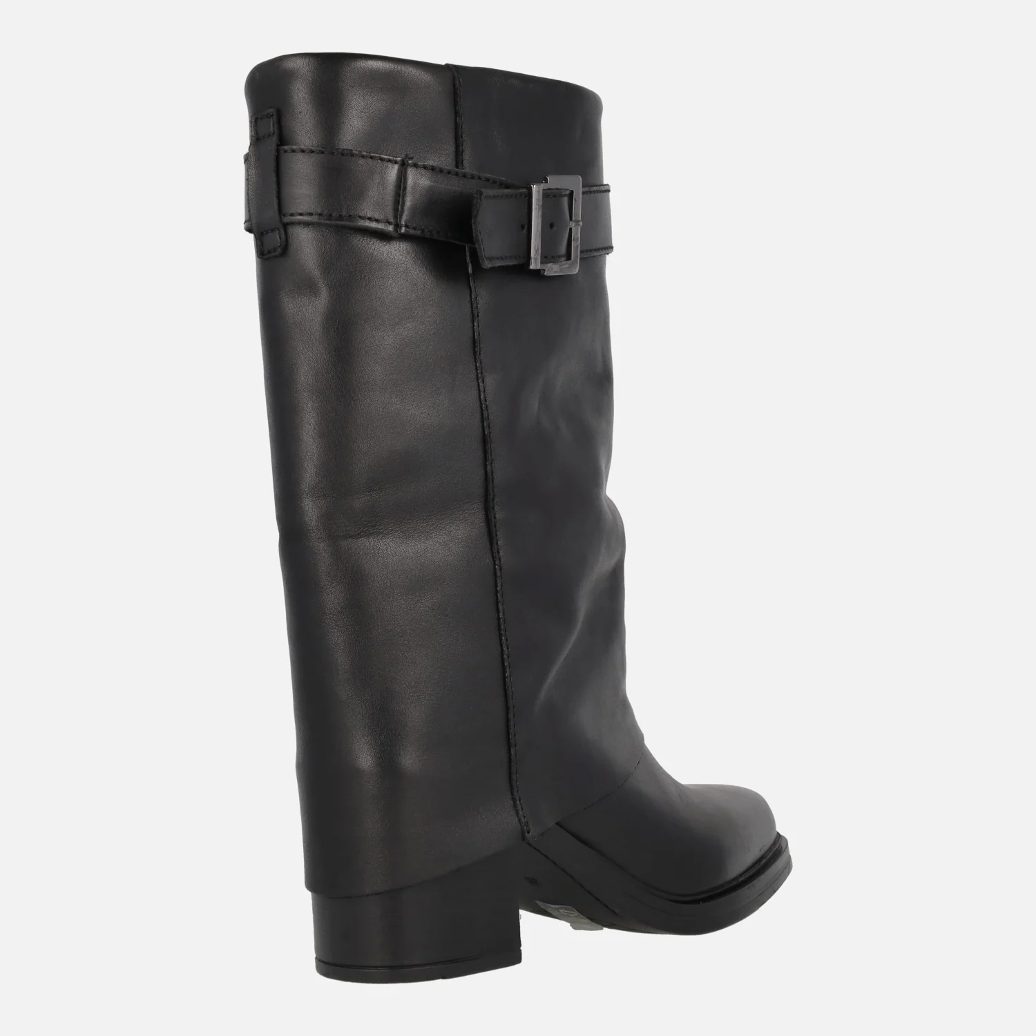 Botas de piel con tacón alto Matilda con faldón y hebilla - Image 4