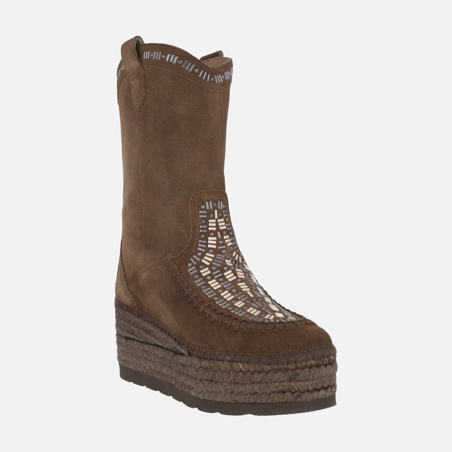 Botas de serraje con pedrería y cuña de esparto - Image 2