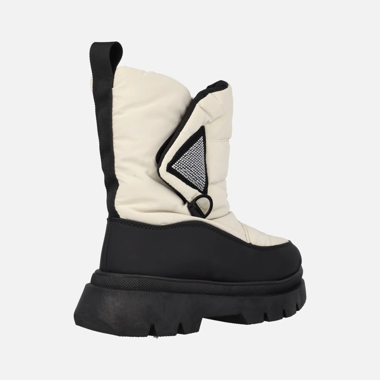 Botas estilo nieve en tejido beige con detalles de strass - Image 4