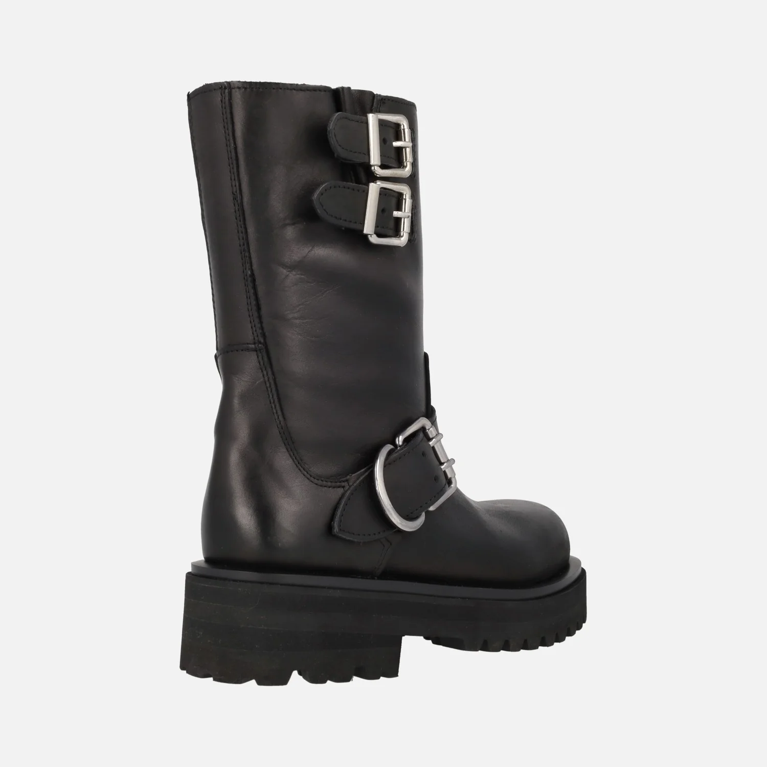 Botas moteras Alpe Biker en piel negra con hebillas - Image 3