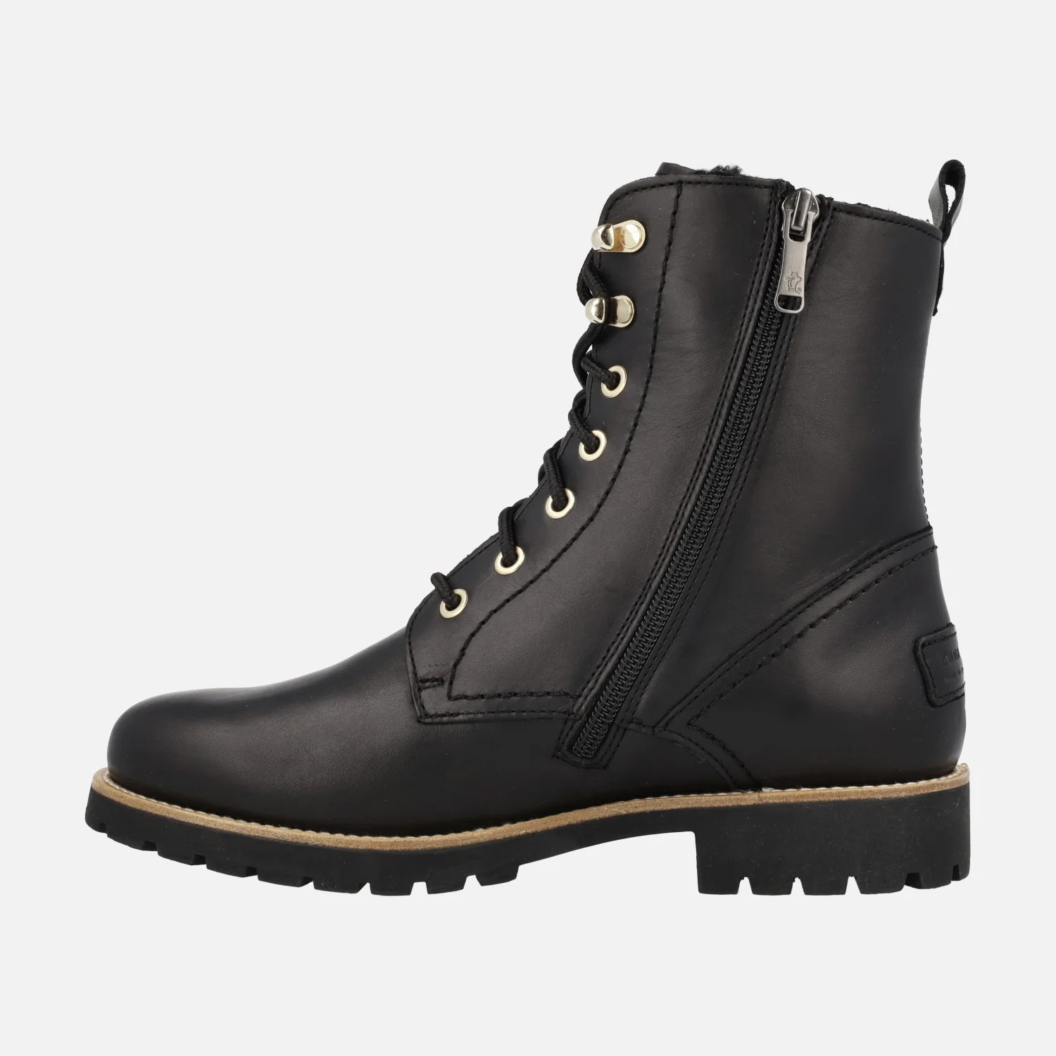 Botas negras de cordones Panama Fara en piel con forro de pelo - Image 4