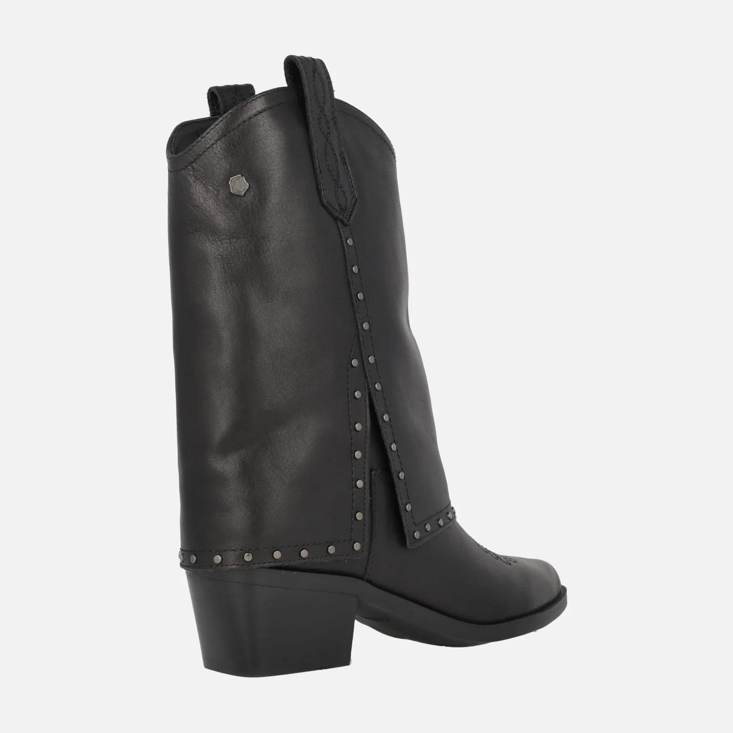 Botas negras de piel Carmela estilo cowboy con detalle de tachas - Image 4