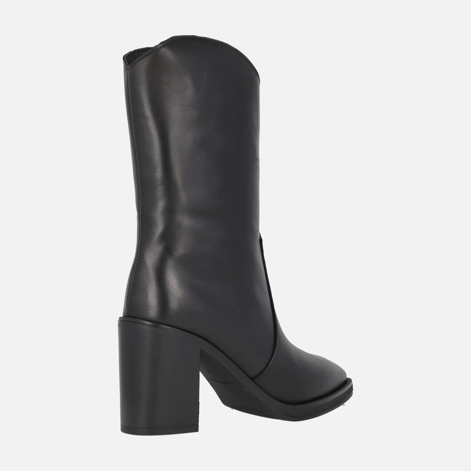 Botas negras de piel con caña baja y tacón alto Camden - Image 4