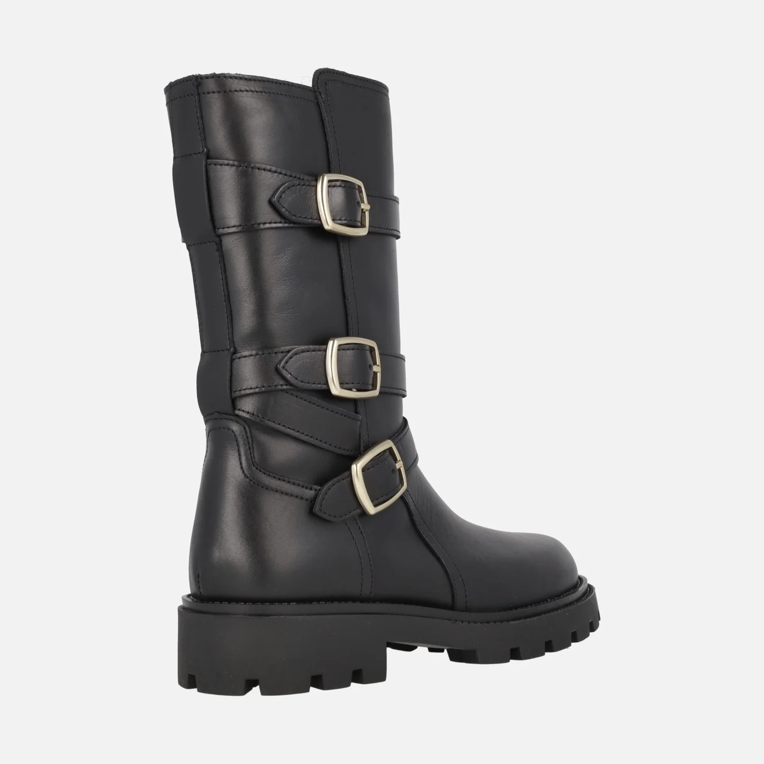 Botas negras de piel estilo motero con detalle de tres hebillas Agnes - Image 3