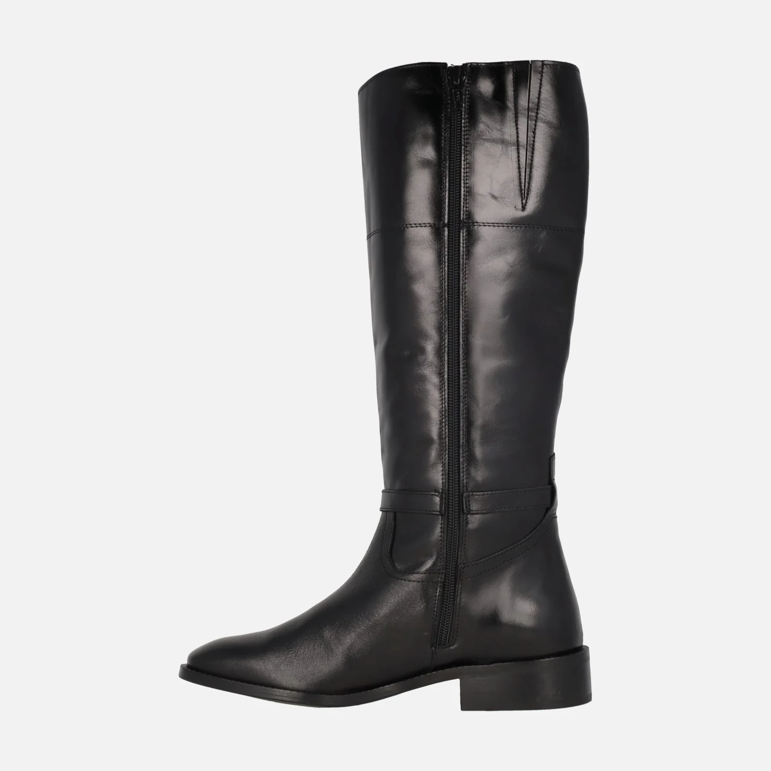 Botas planas con hebilla metálica en piel negra - Image 3