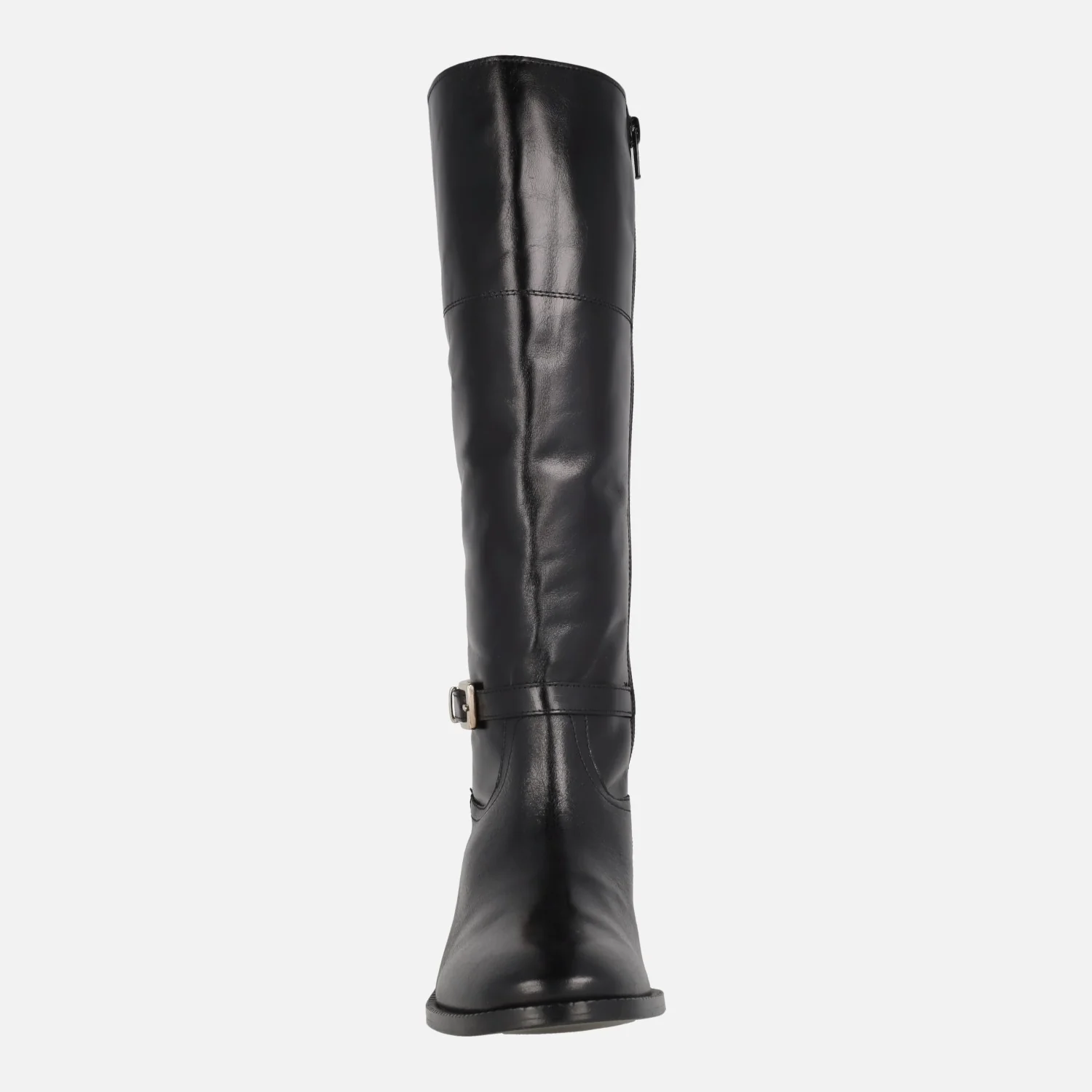 Botas planas con hebilla metálica en piel negra - Image 4