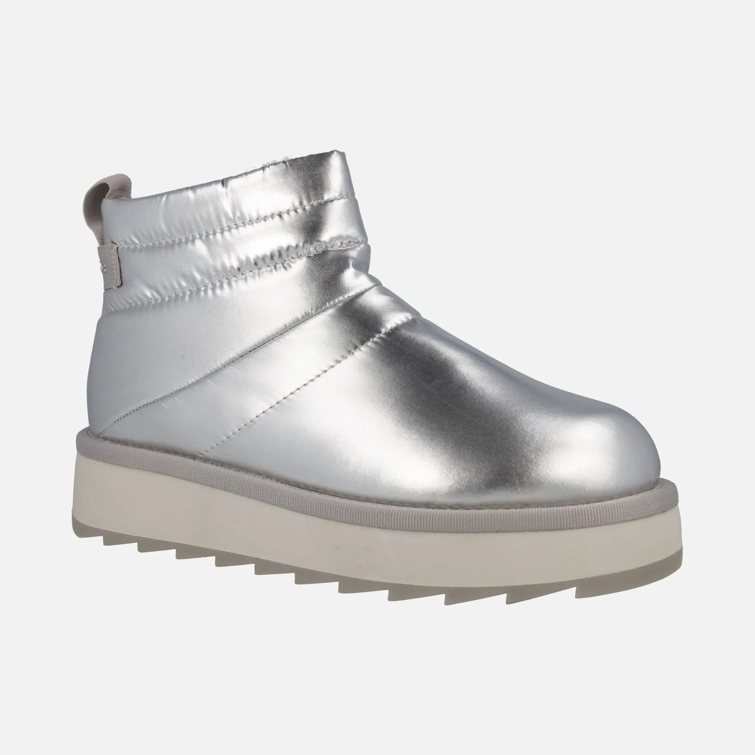 Botines acolchados para mujer en metalizado plata con forro de pelo - Image 2