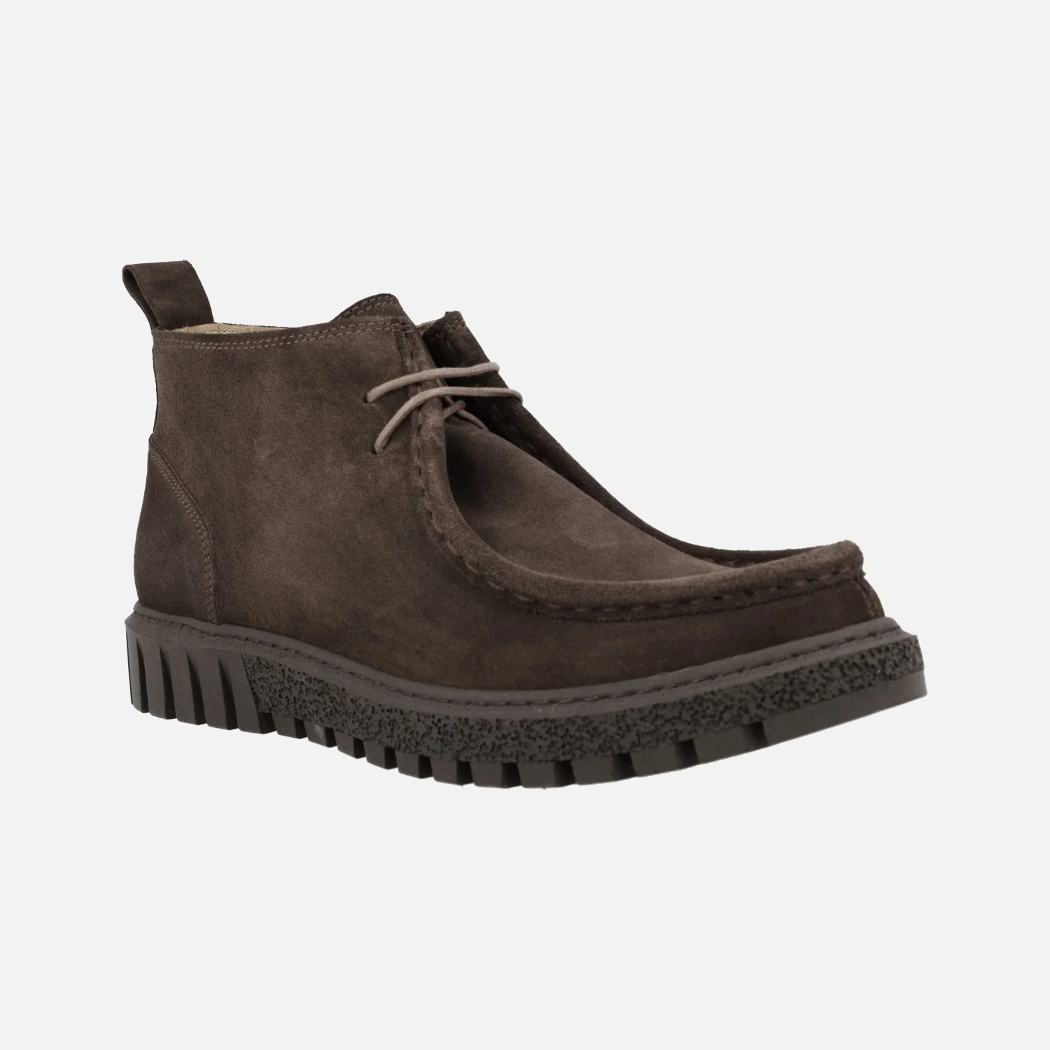 Botines bajos con cordones estilo wallabee en serraje marrón - Image 2