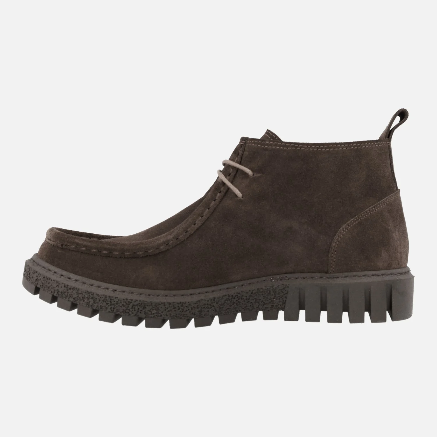 Botines bajos con cordones estilo wallabee en serraje marrón - Image 3