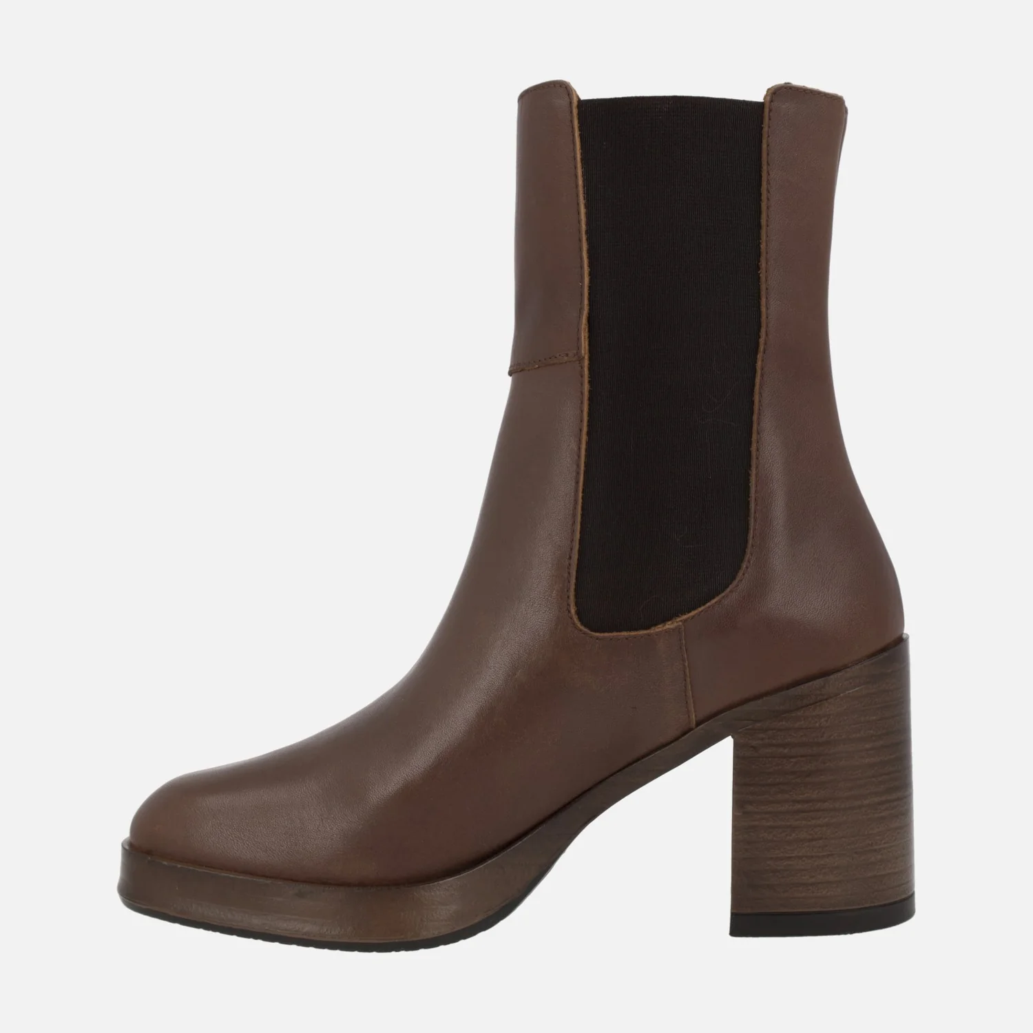 Botines chelsea para mujer en piel cuero con tacón y plataforma - Image 3