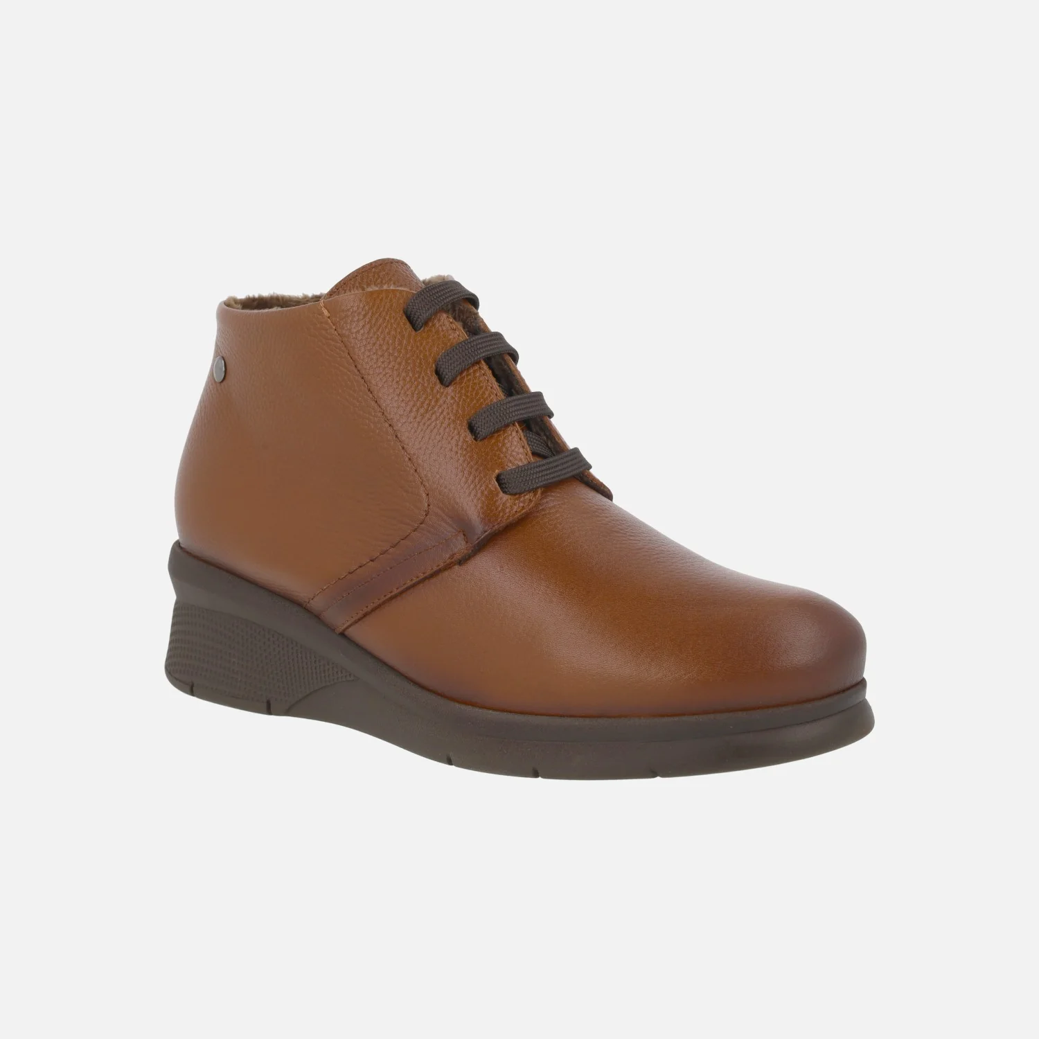 Botines clásicos de cordones con cuña de goma y forro de pelo - Image 2