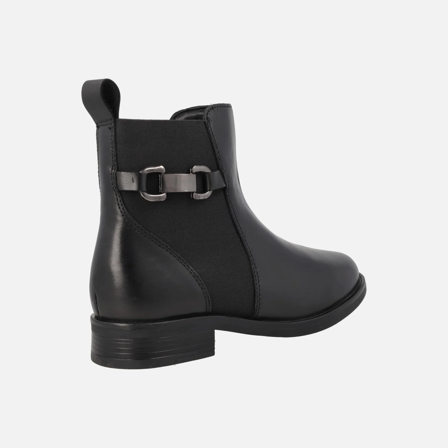 Botines combinados en piel y tejido negros con adorno metálico - Image 3