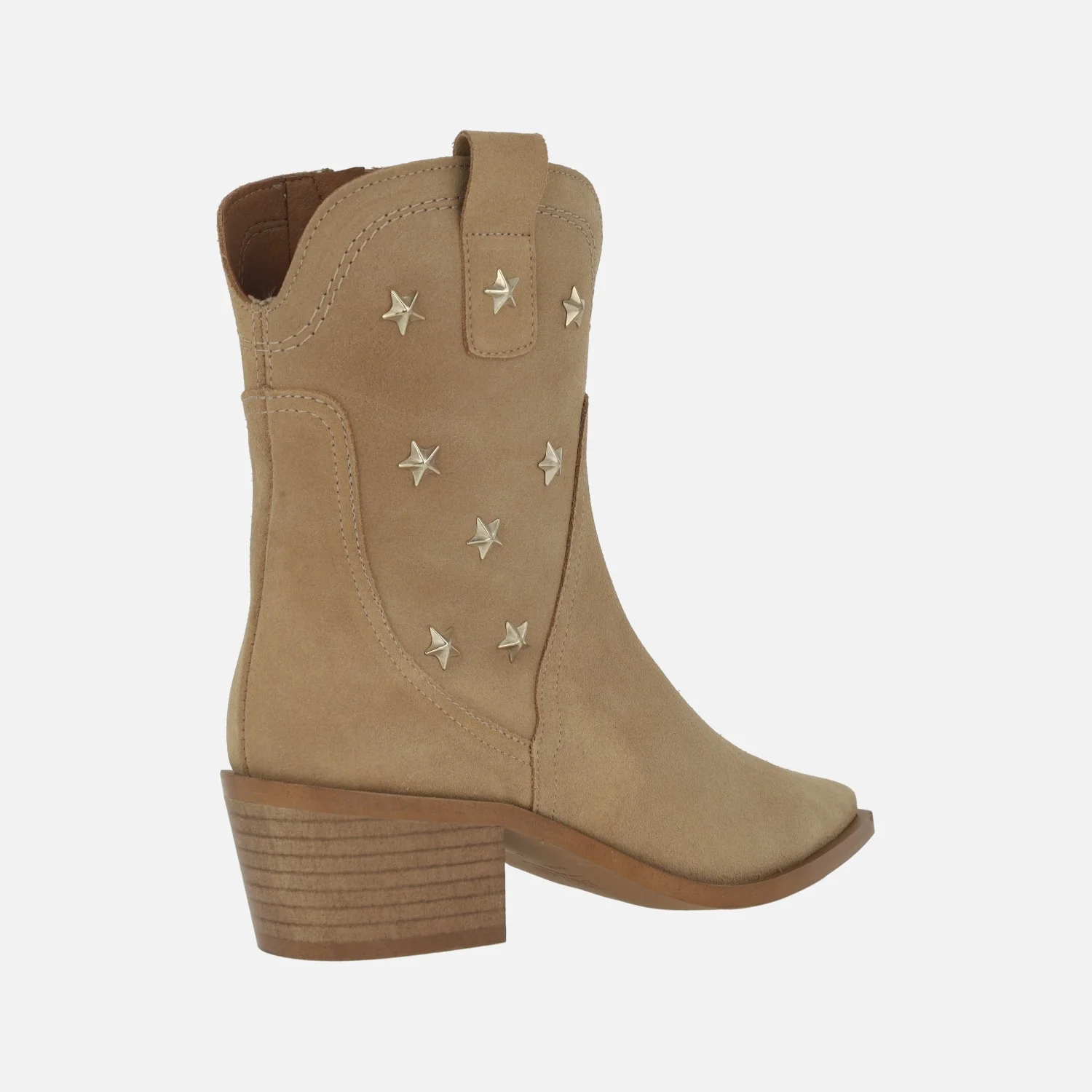 Botines cowboy en serraje camel con estrellas doradas - Image 3