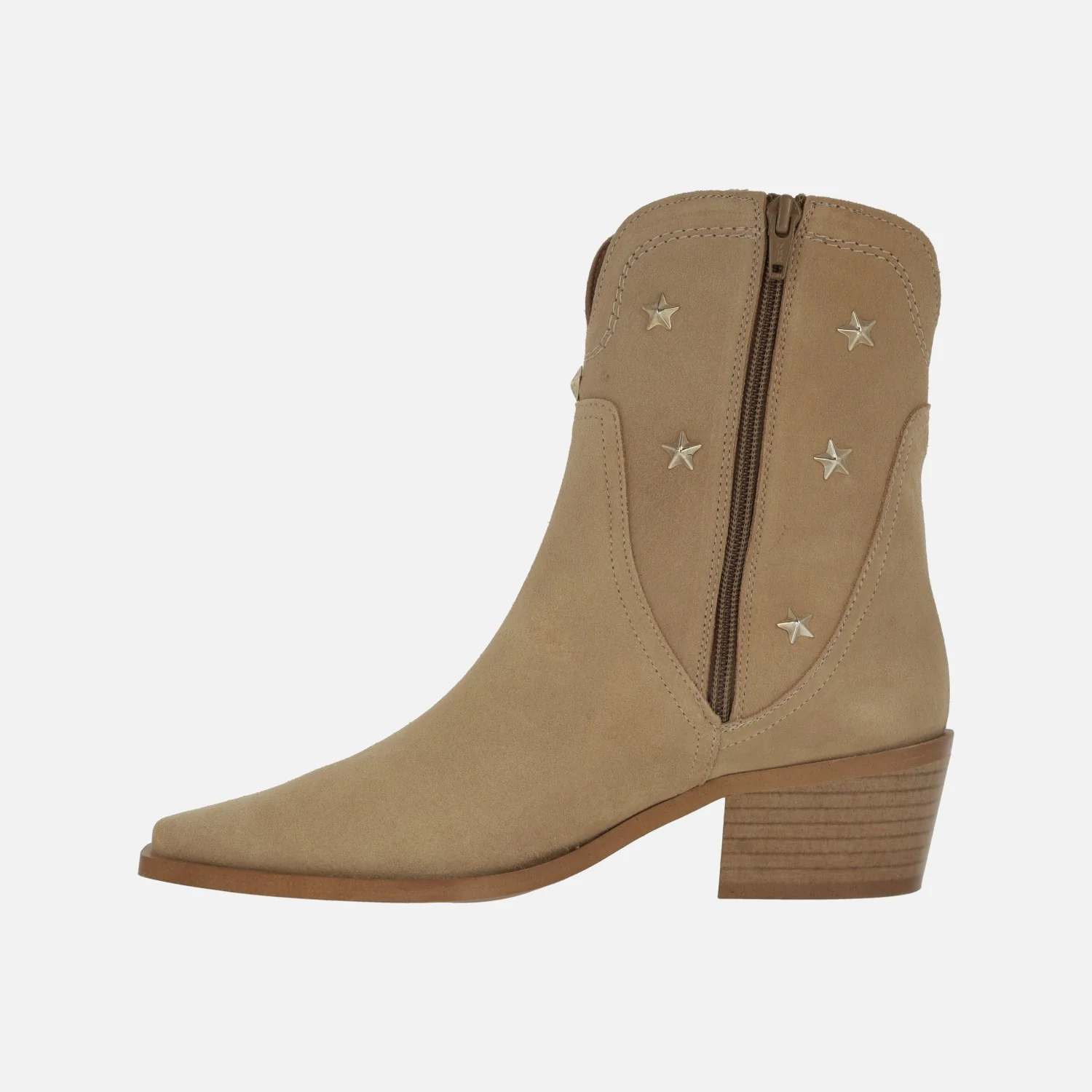 Botines cowboy en serraje camel con estrellas doradas - Image 4