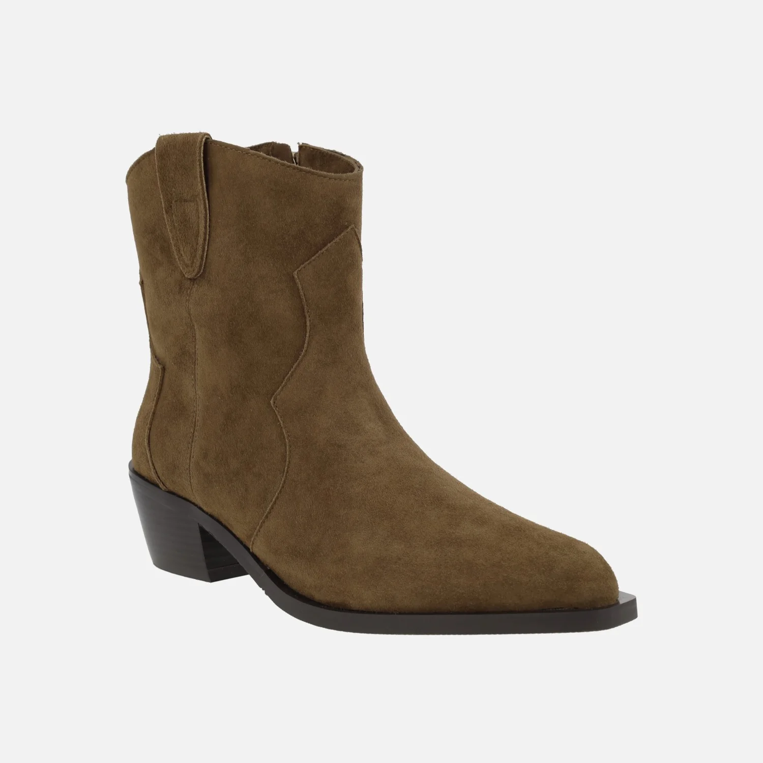 Botines cowboy para mujer en ante marrón - Image 2