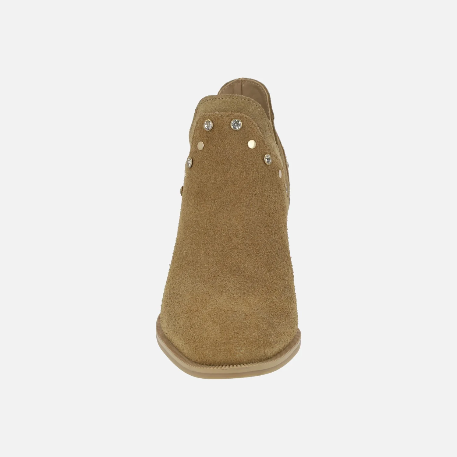 Botines cut out de serraje color camel con pedrería - Image 6
