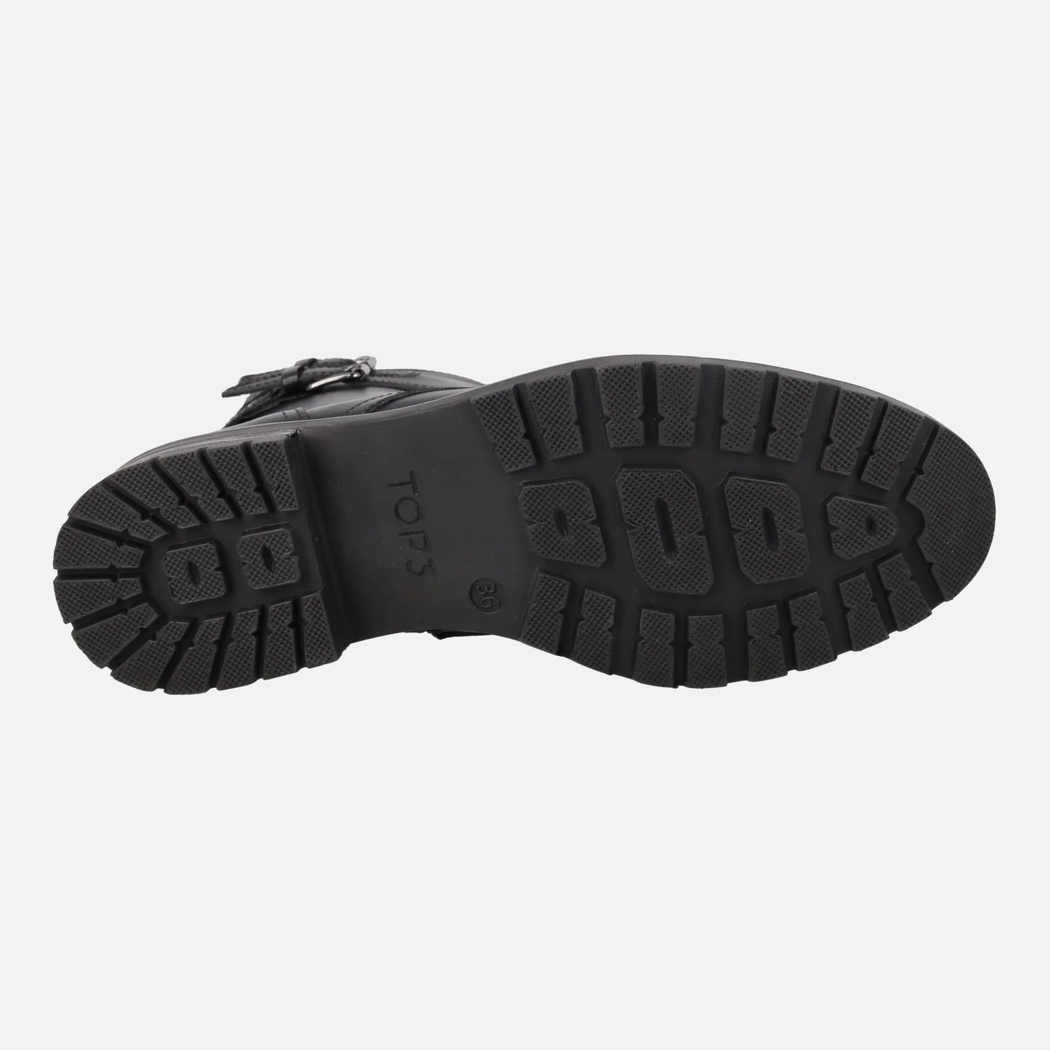 Botines de cordones estilo militar en piel negra con hebillas - Image 6