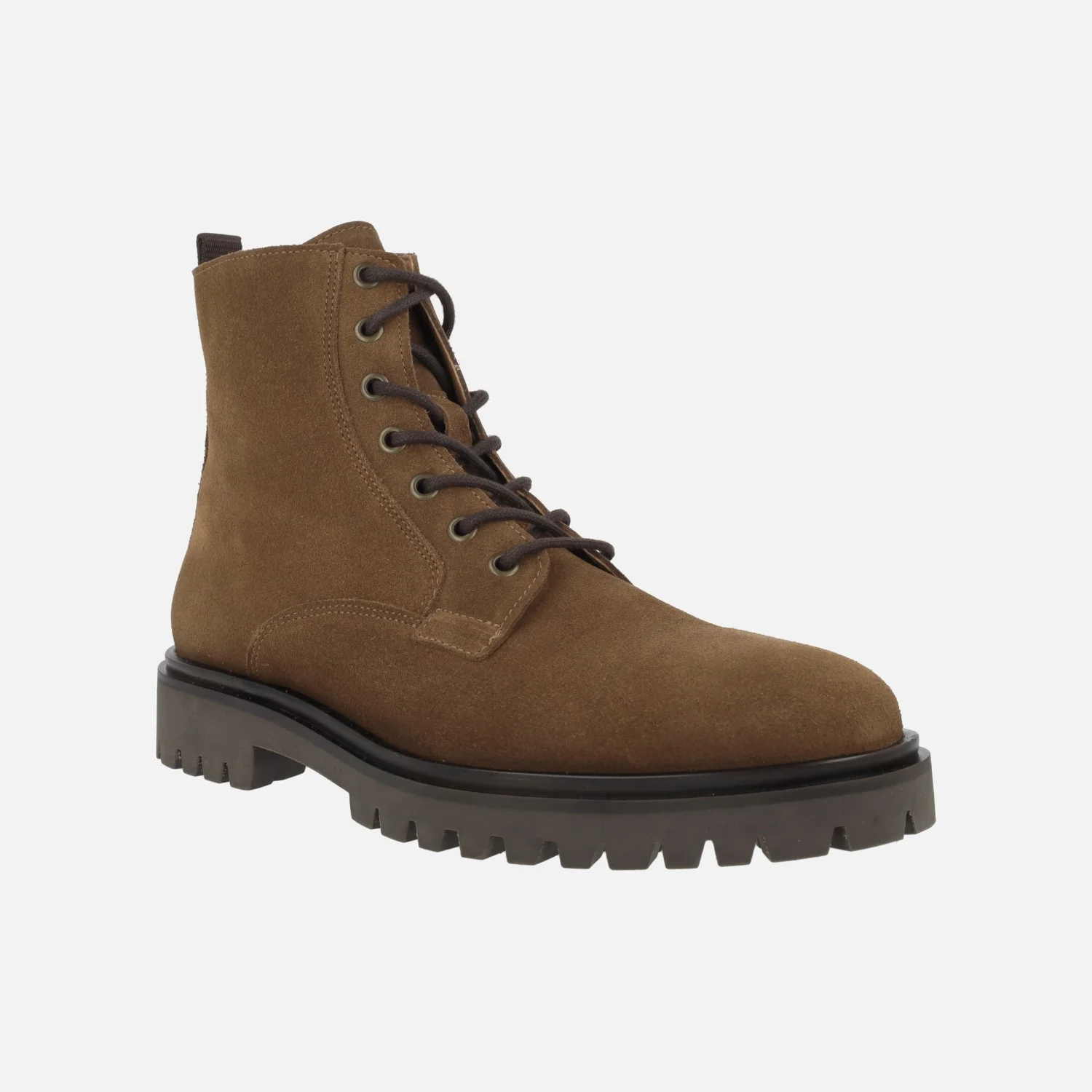 Botines de cordones para hombre en serraje cuero con cremallera lateral - Image 3