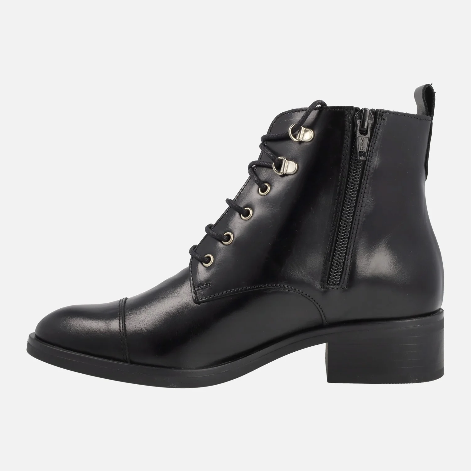 Botines de cordones para mujer en piel negra Funchal - Image 3