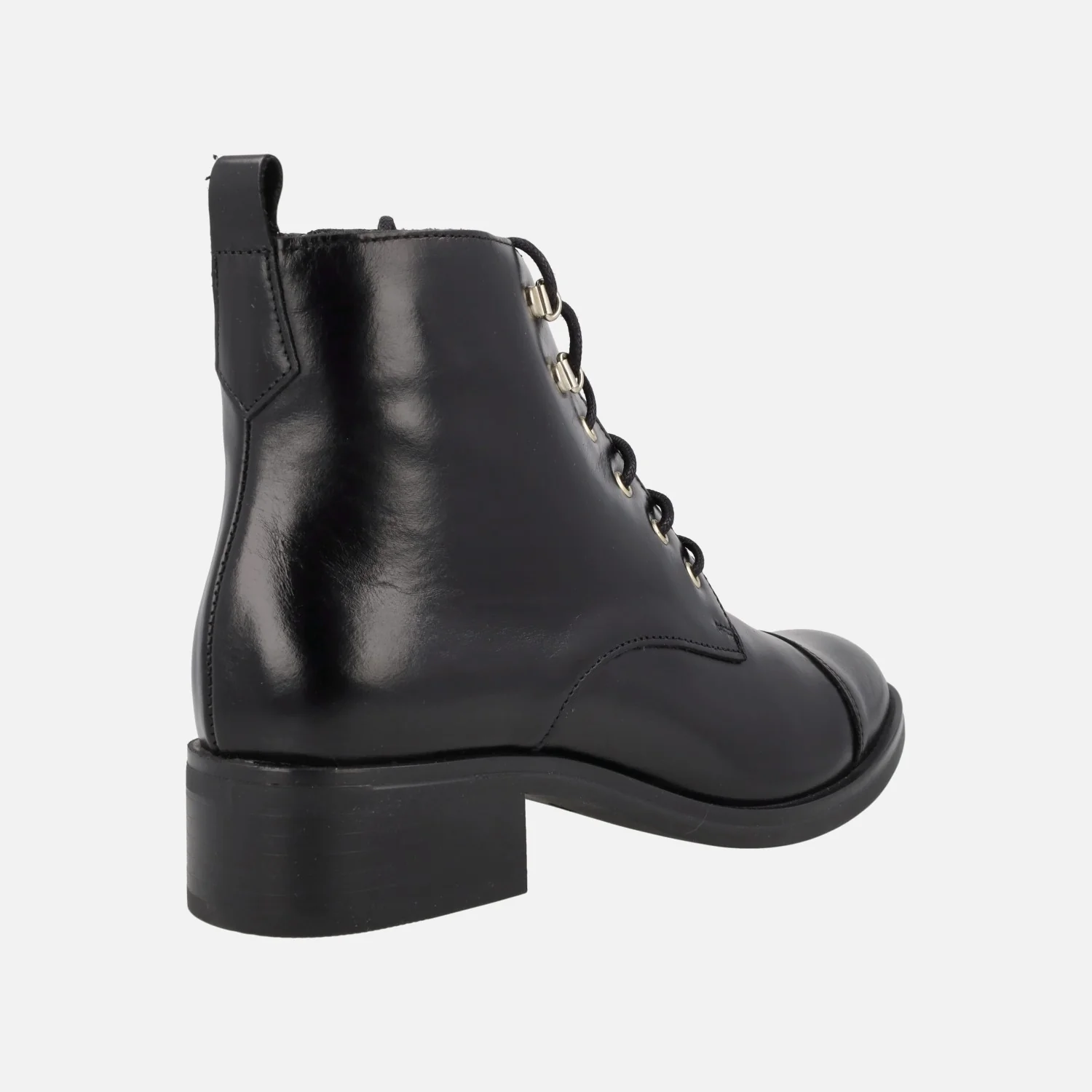 Botines de cordones para mujer en piel negra Funchal - Image 4