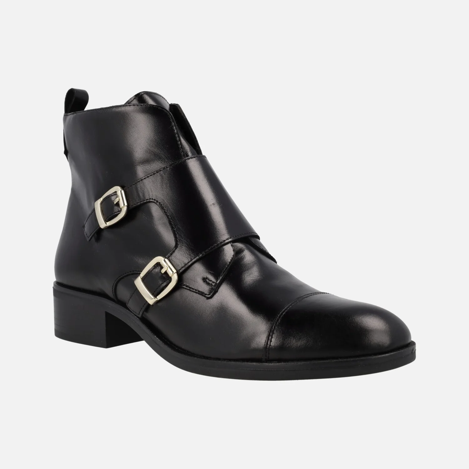 Botines de piel con hebillas y cremallera lateral - Image 2