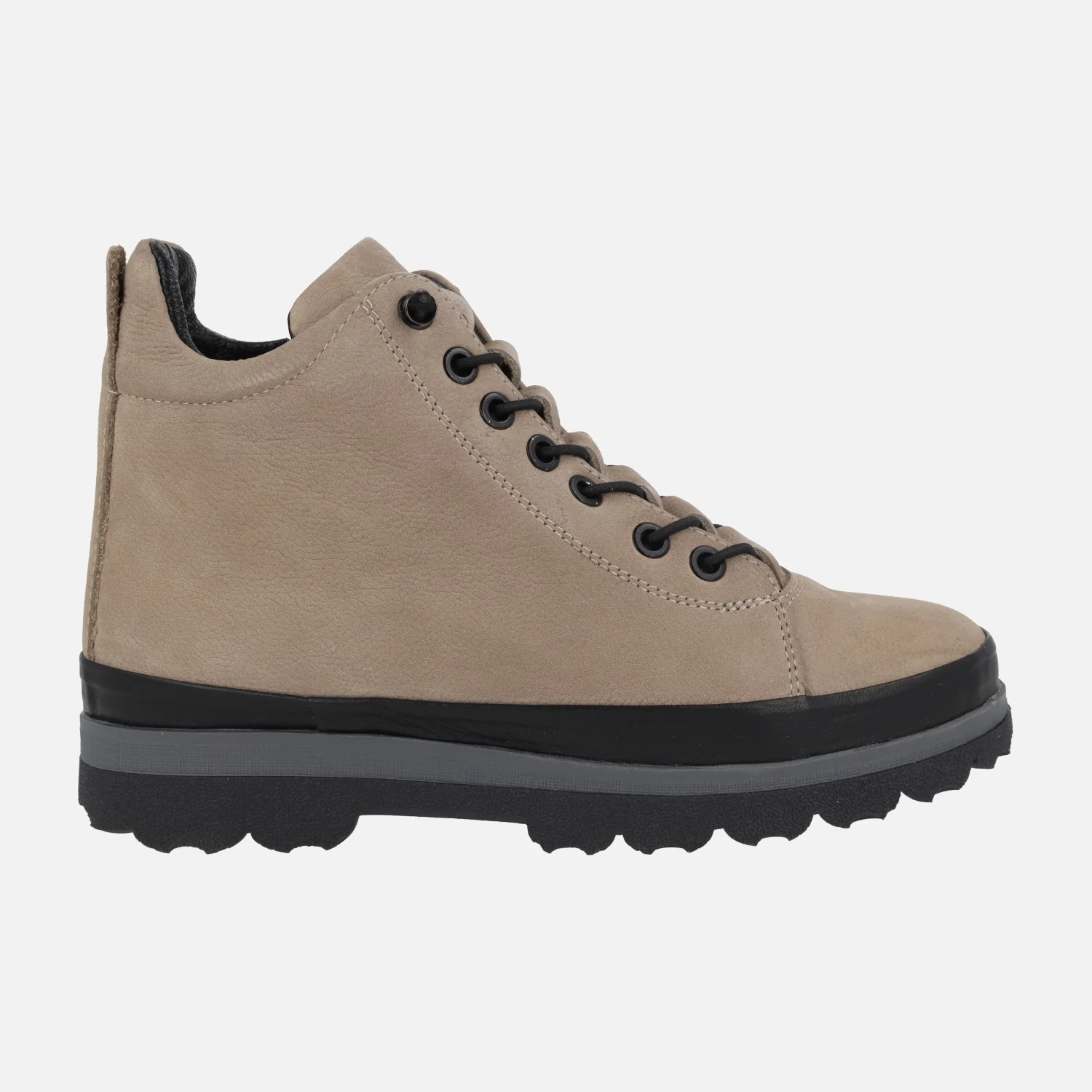 Botines de piel nobuck con cordones elásticos y cremallera