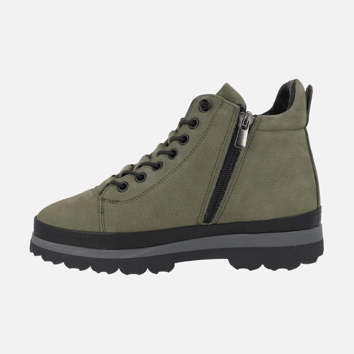 Botines de piel nobuck con cordones elásticos y cremallera - Image 10