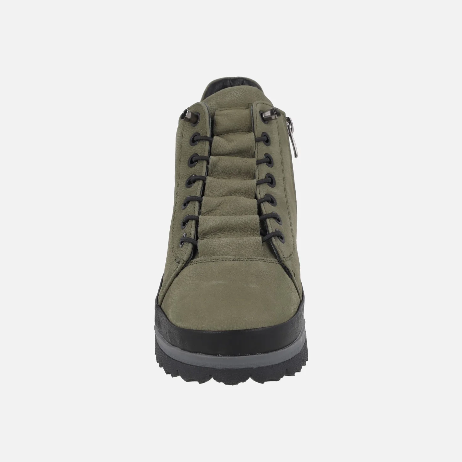 Botines de piel nobuck con cordones elásticos y cremallera - Image 11