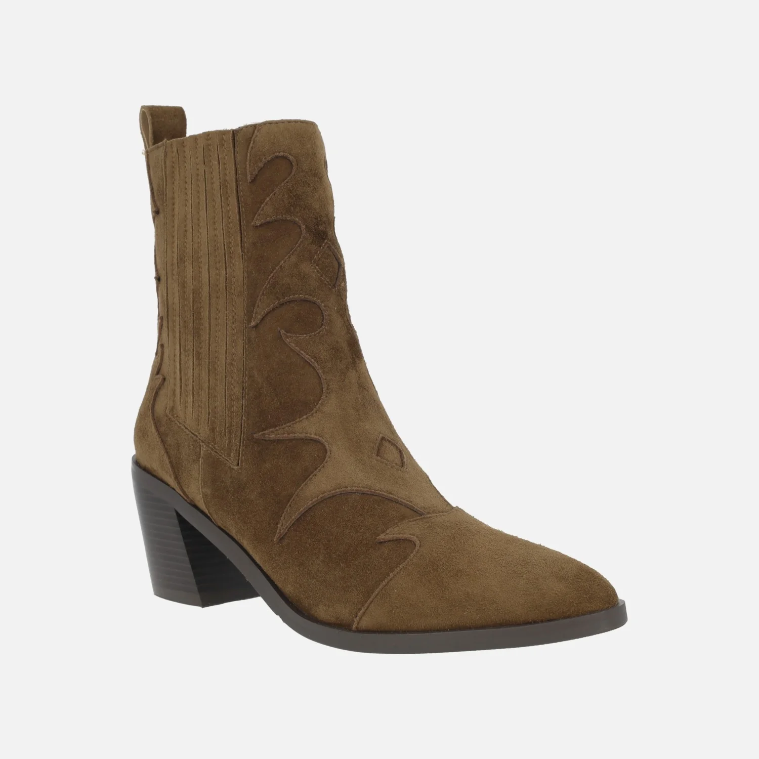 Botines de tacón Lima en ante con elásticos y piezas en relieve - Image 2