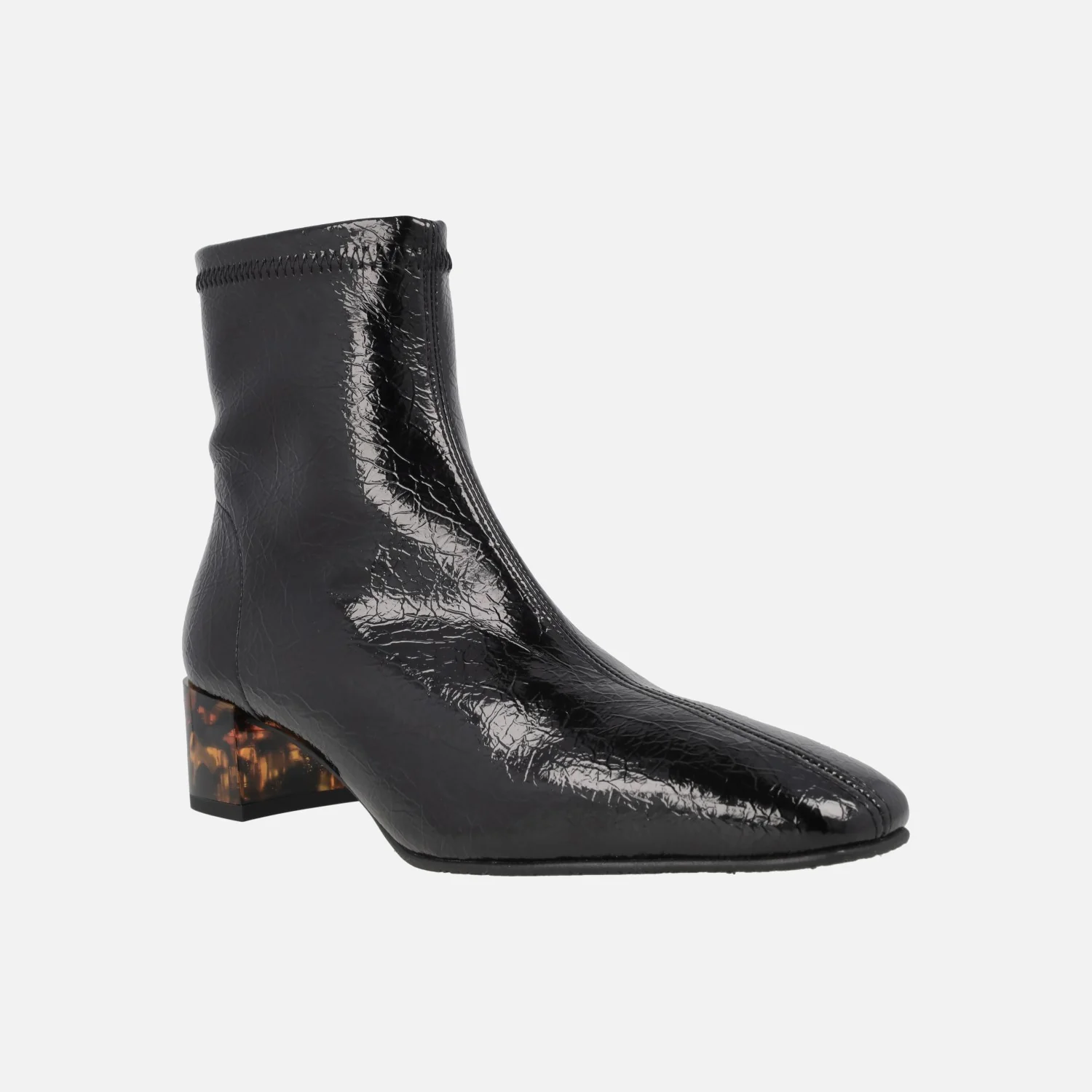 Botines de tejido elástico efecto charol cuarteado con tacón fantasía - Image 2