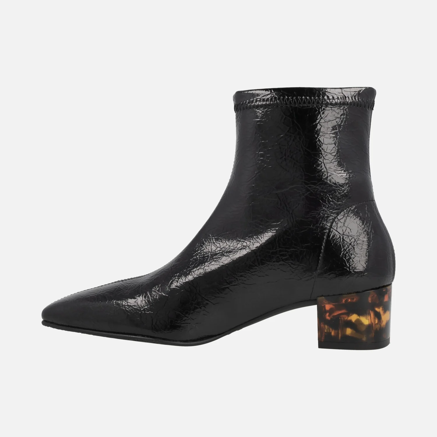 Botines de tejido elástico efecto charol cuarteado con tacón fantasía - Image 3
