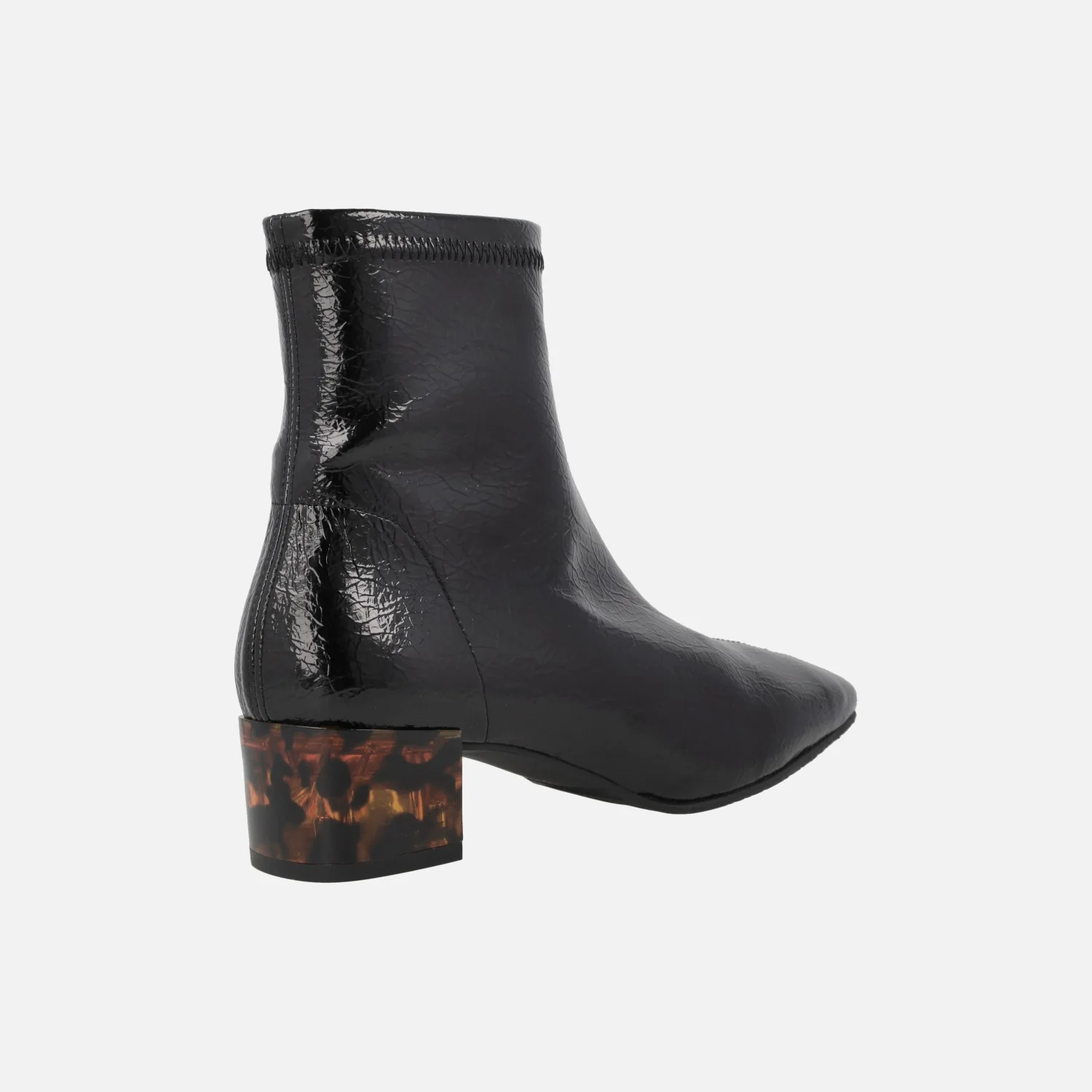 Botines de tejido elástico efecto charol cuarteado con tacón fantasía - Image 4