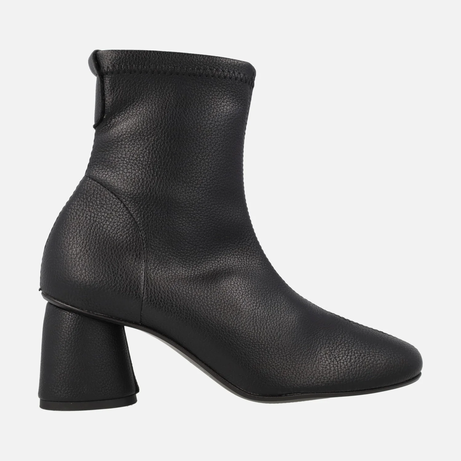 Botines elásticos textura piel con horma redonda y tacón